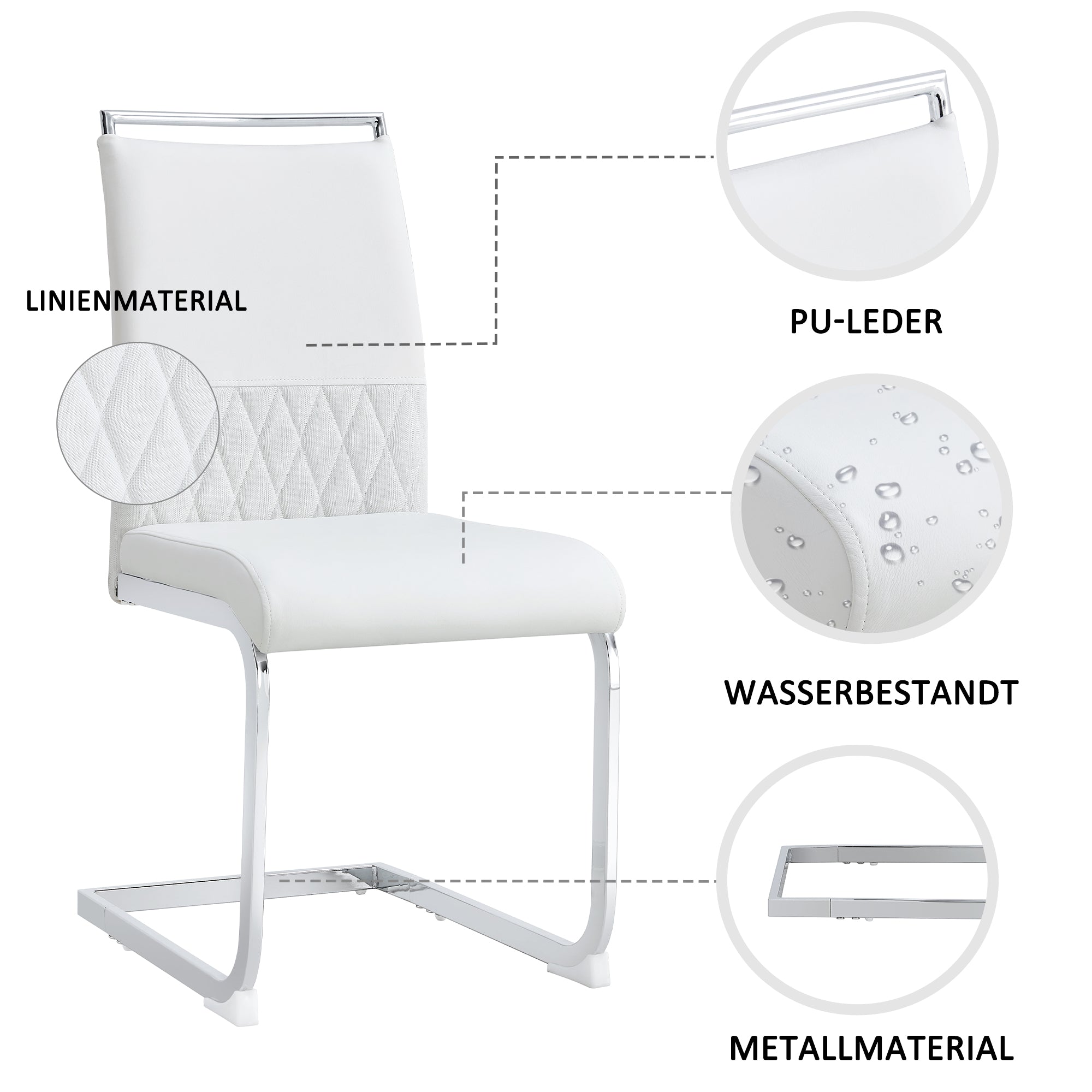 Logidon Kunstmatige Lege Eetstoelen Set 2 Wit Zonder Armleuningen