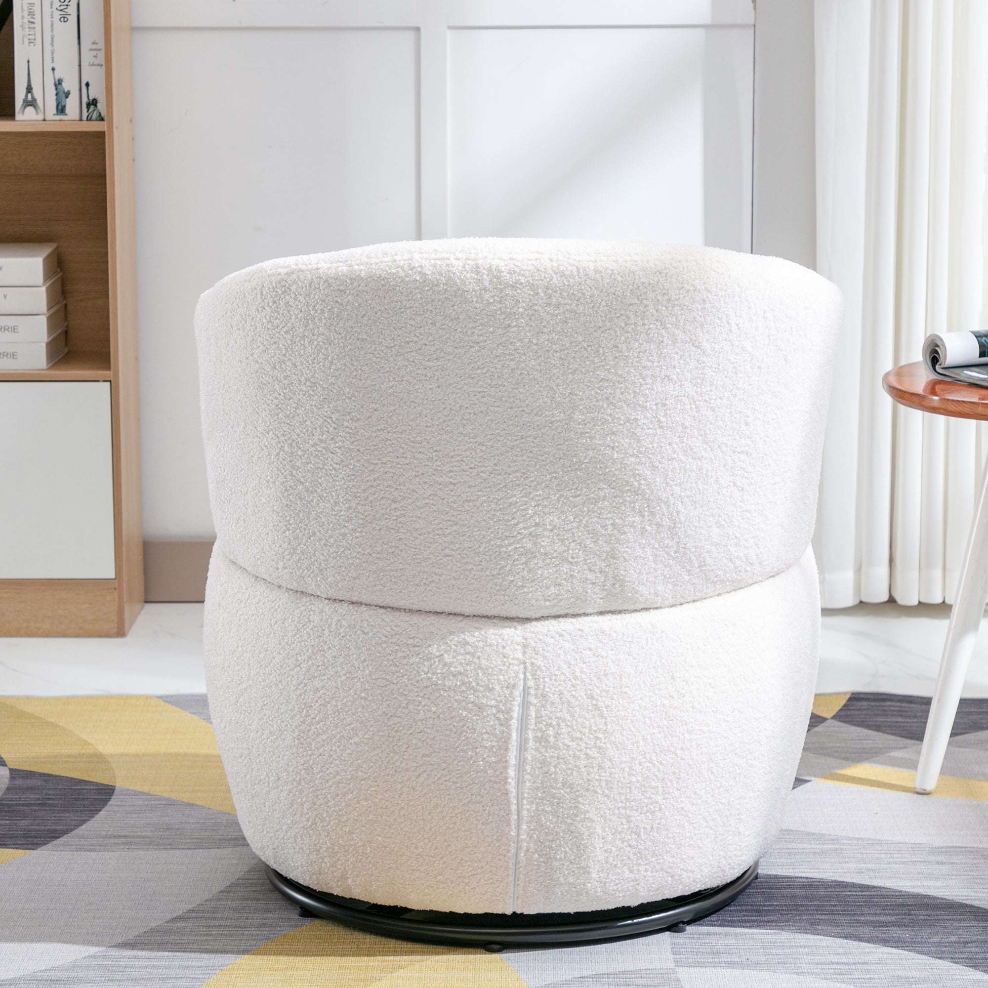 Logidon Witte Teddy Pluche Draaistoel Lendenkussen 100 kg Draagvermogen