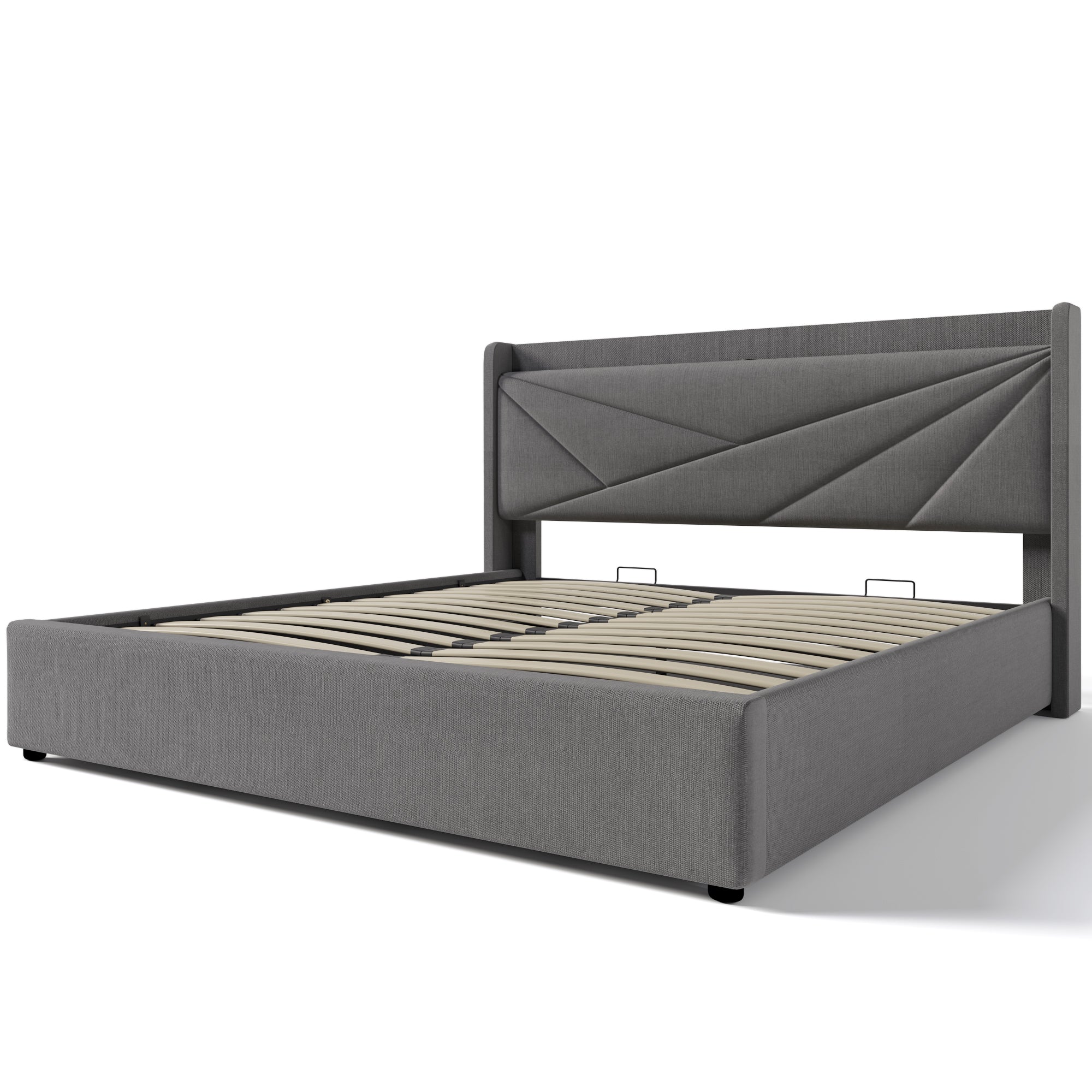 Logidon gestoffeerd bed opbergruimte USB Type C oplaadfunctie 160x200 grijs