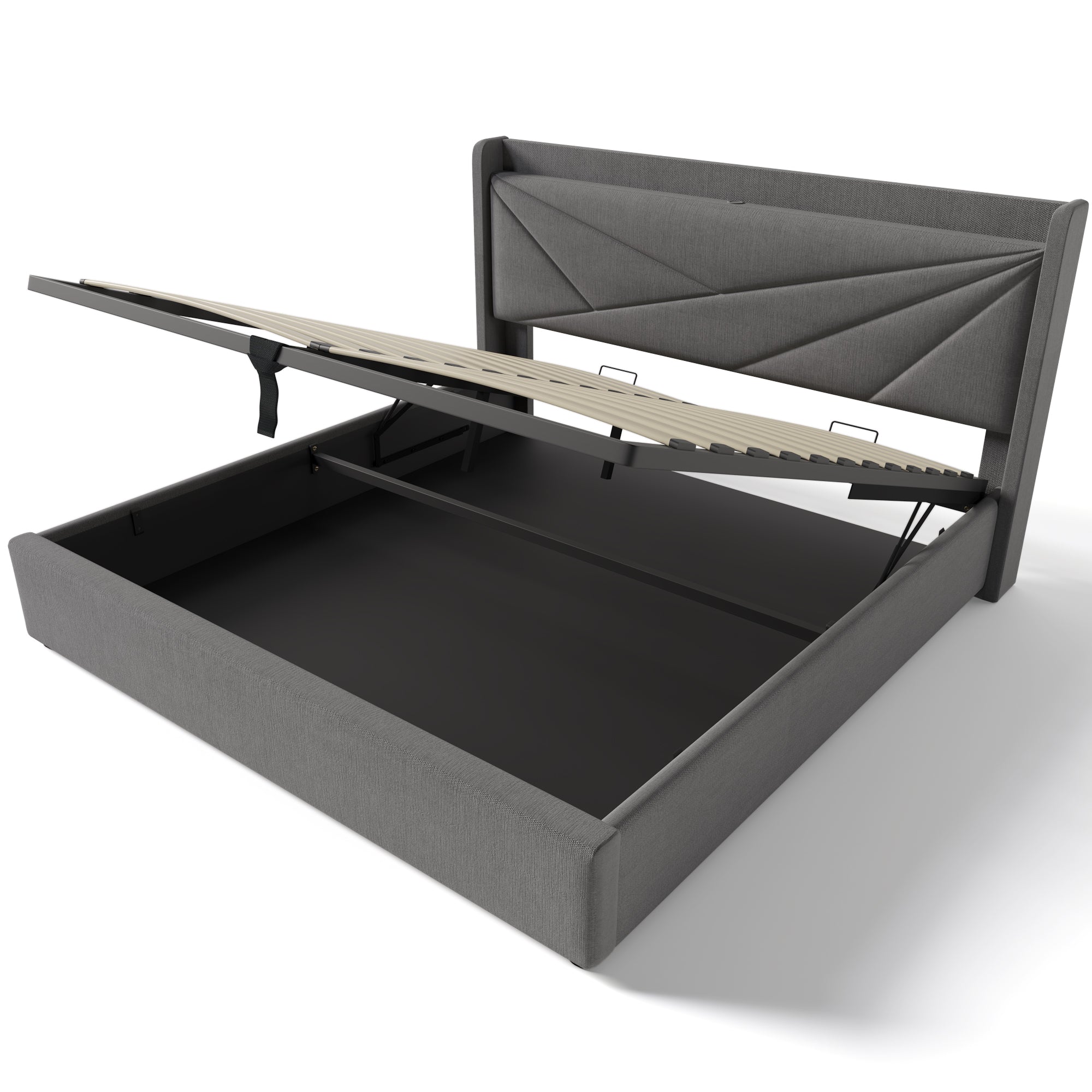 Logidon gestoffeerd bed opbergruimte USB Type C oplaadfunctie 160x200 grijs