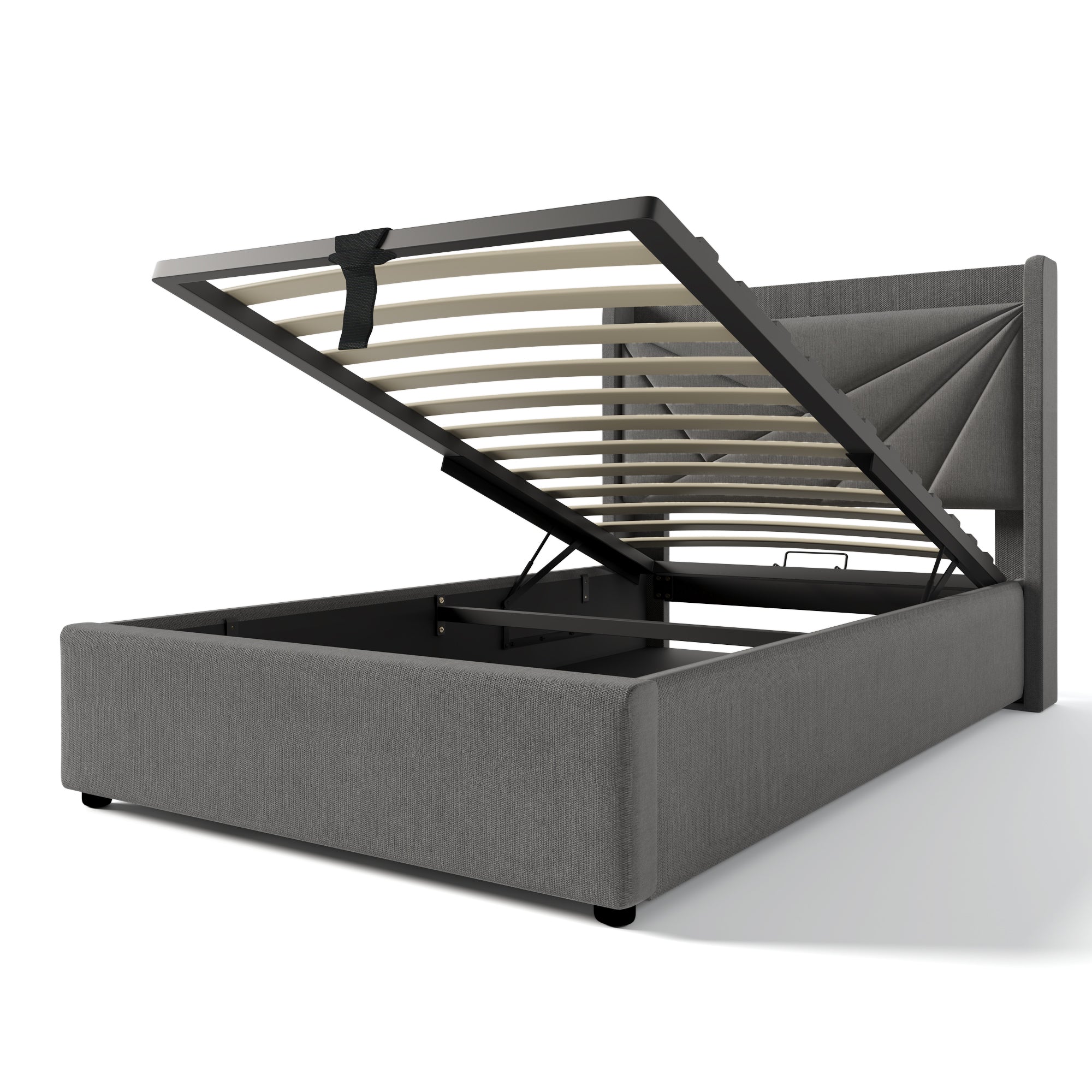 Logidon gestoffeerd bed opbergruimte 90x200 grijs USB Type C oplaadfunctie