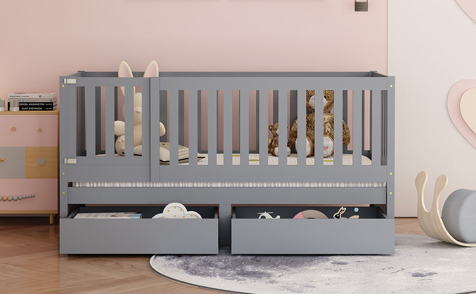 Logidon kinderbed volledige scheidingswand 90x200 grijs om te bouwen tot twee bedden