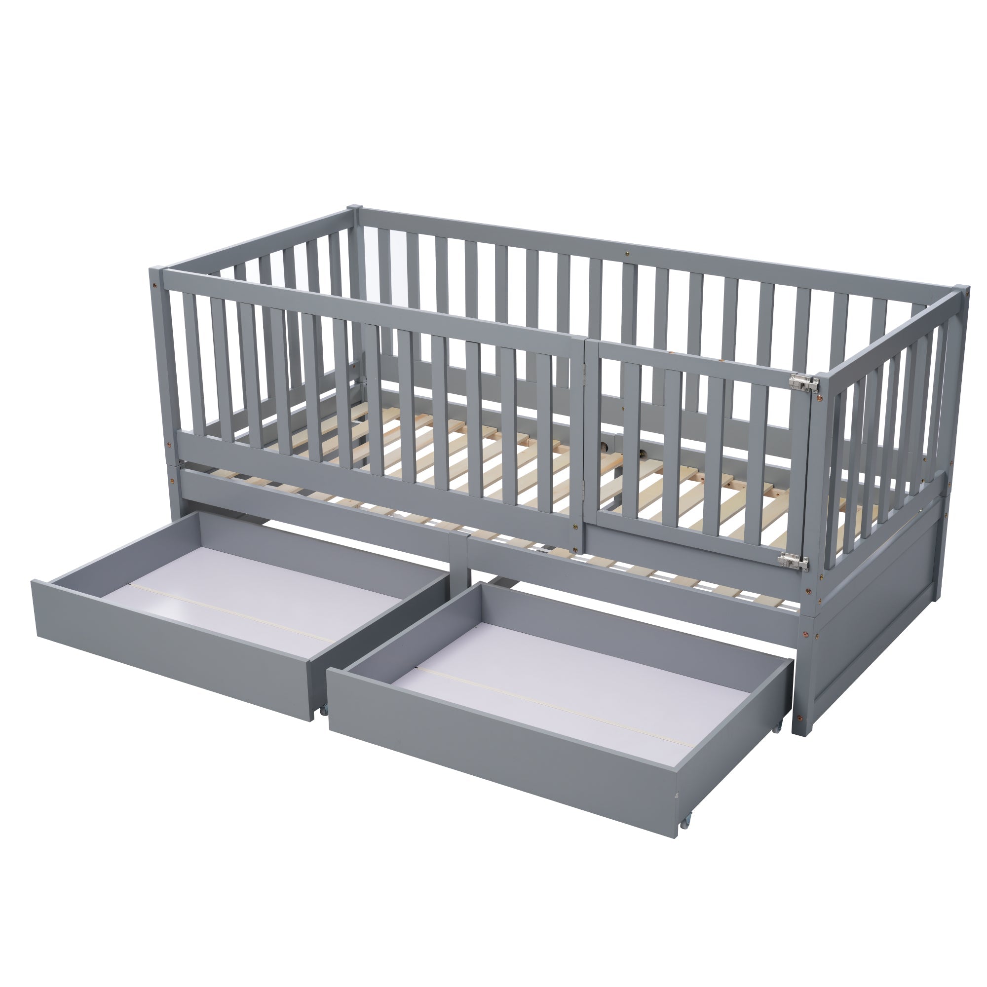 Logidon kinderbed volledige scheidingswand 90x200 grijs om te bouwen tot twee bedden