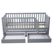 Logidon kinderbed volledige scheidingswand 90x200 grijs om te bouwen tot twee bedden