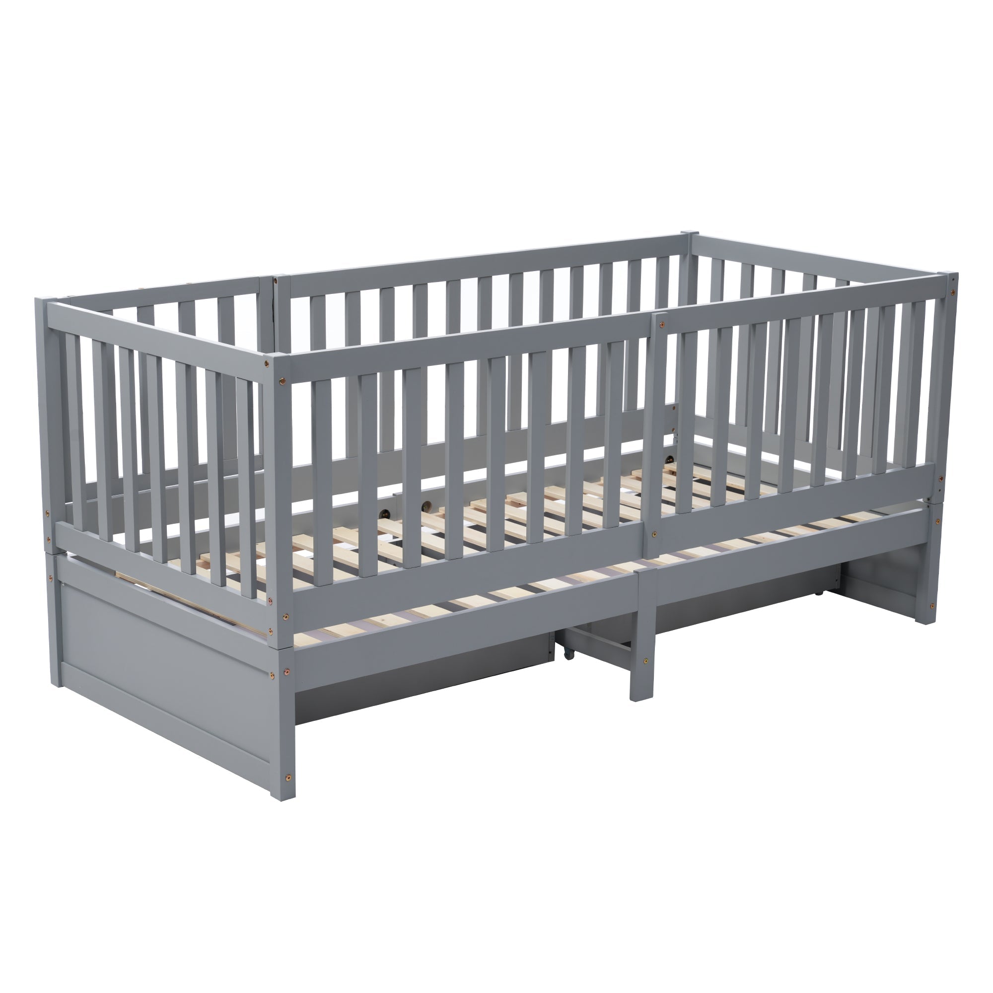 Logidon kinderbed volledige scheidingswand 90x200 grijs om te bouwen tot twee bedden