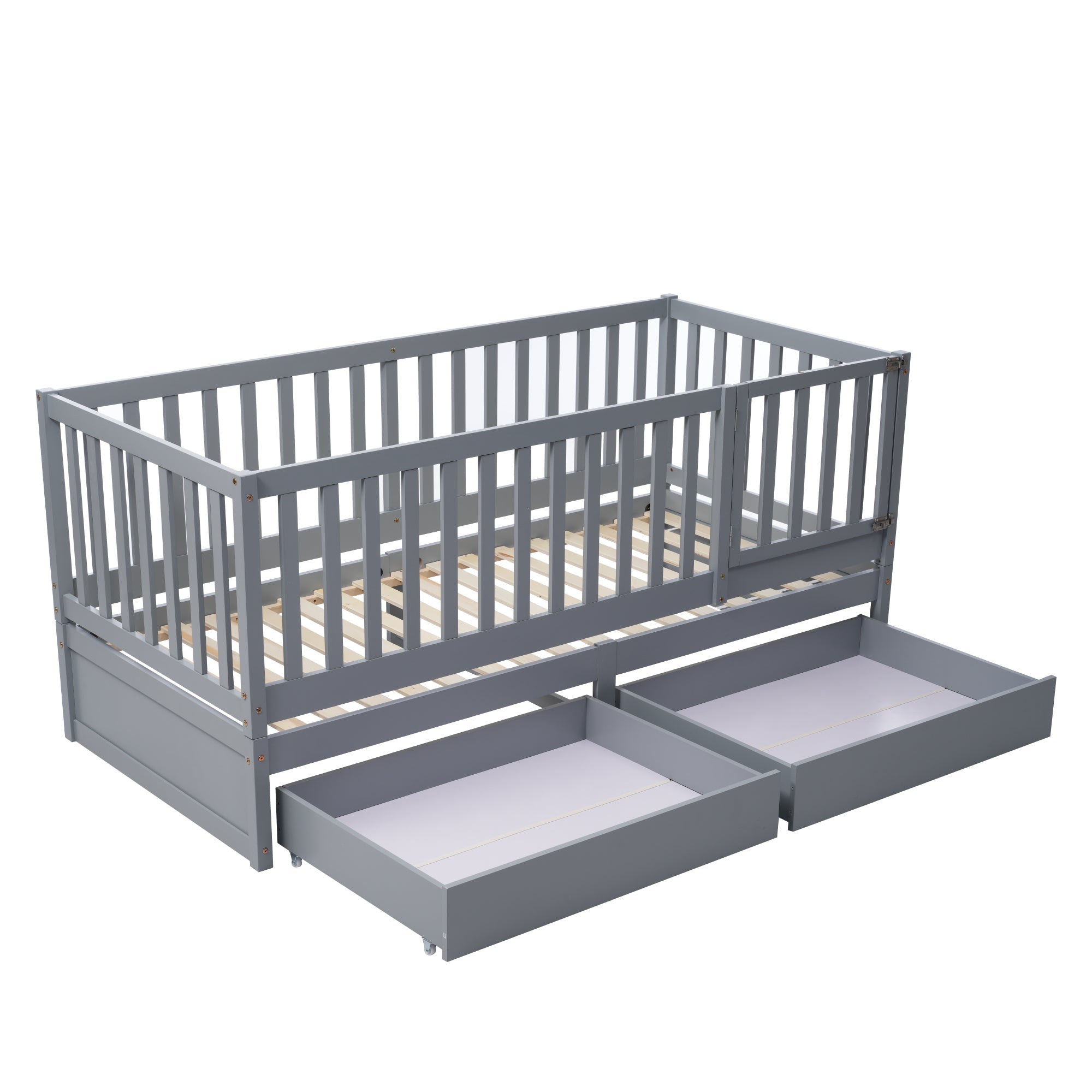 Logidon kinderbed volledige scheidingswand 90x200 grijs om te bouwen tot twee bedden