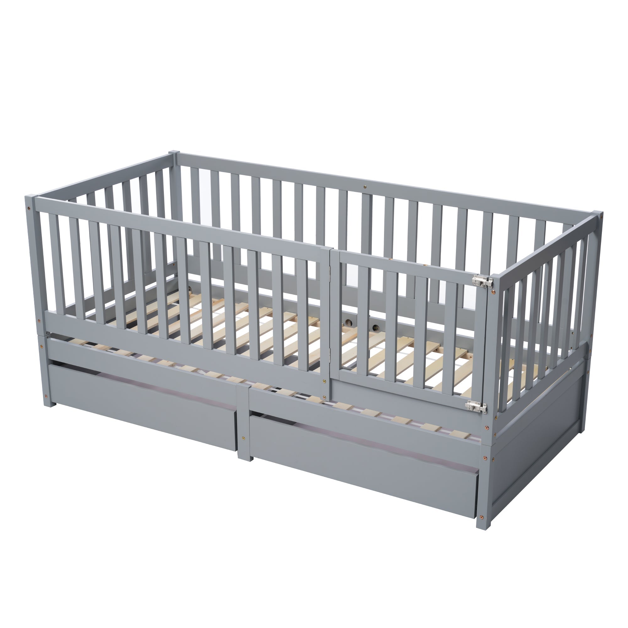 Logidon kinderbed volledige scheidingswand 90x200 grijs om te bouwen tot twee bedden