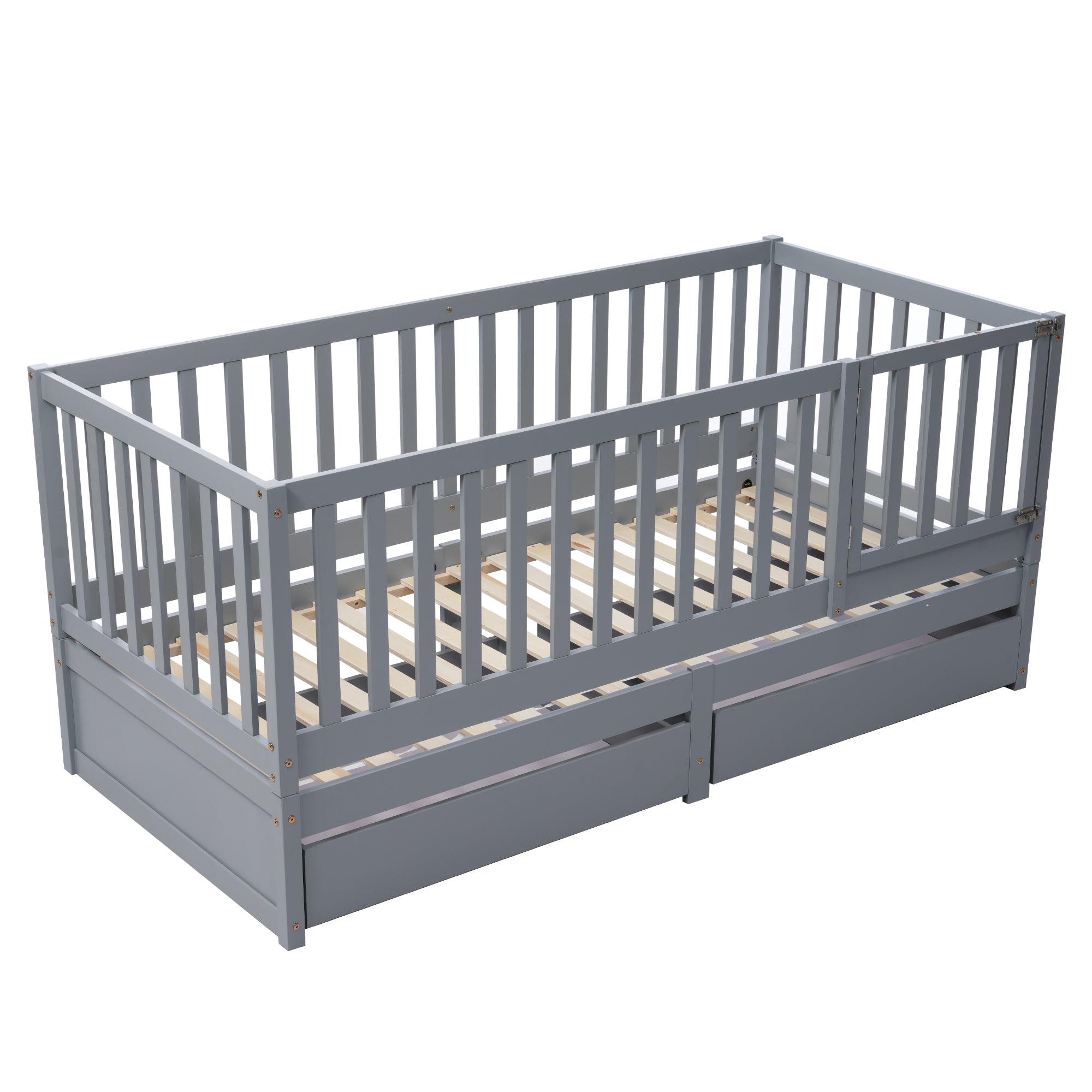 Logidon kinderbed volledige scheidingswand 90x200 grijs om te bouwen tot twee bedden