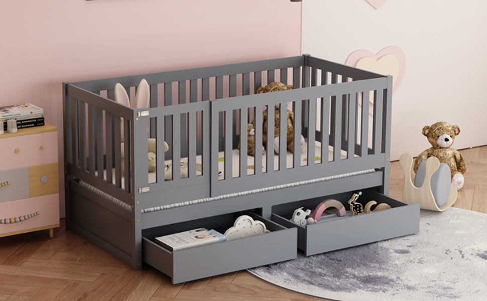 Logidon kinderbed volledige scheidingswand 90x200 grijs om te bouwen tot twee bedden