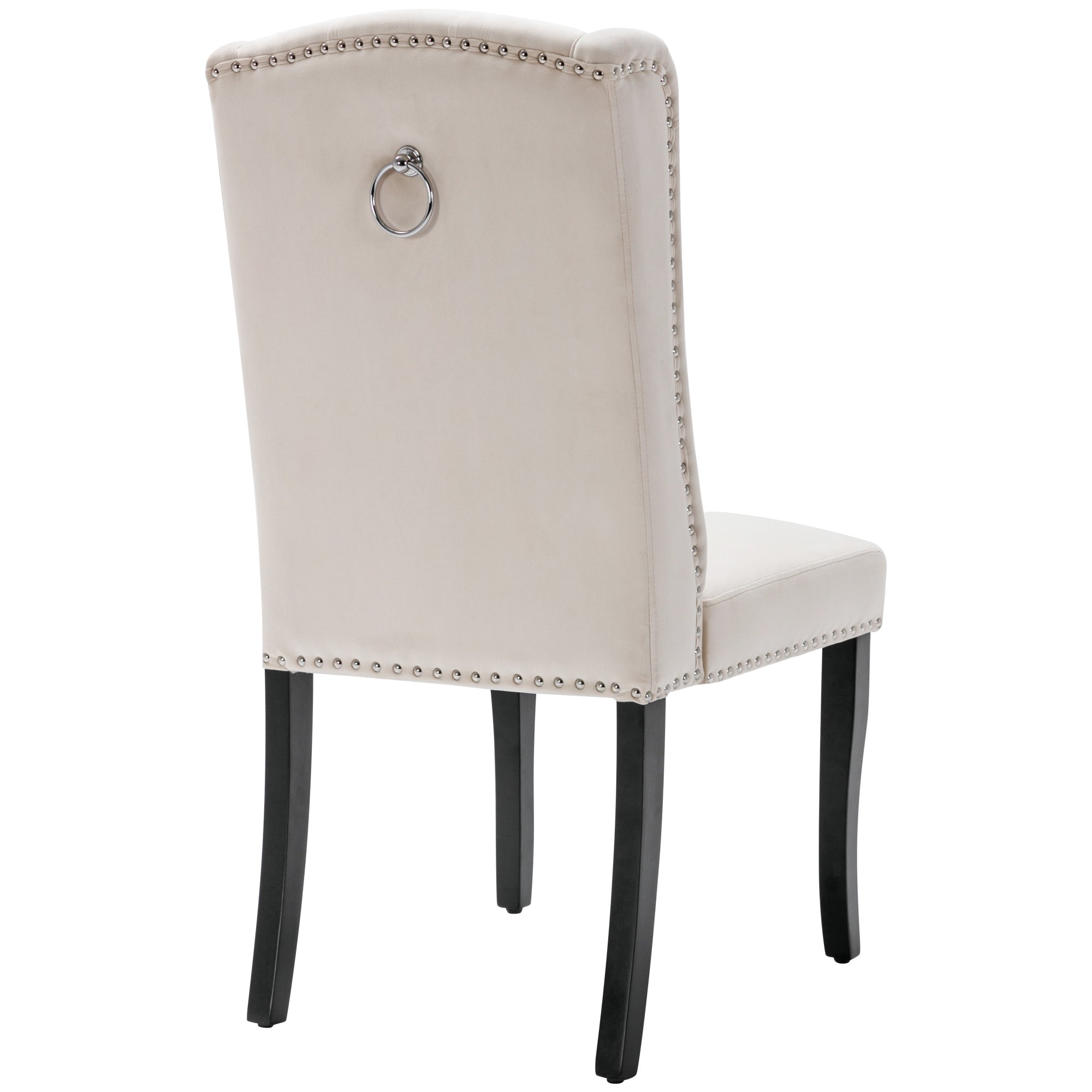 Logidon fluwelen eetkamerstoelen set van 6 beige met eiken poten