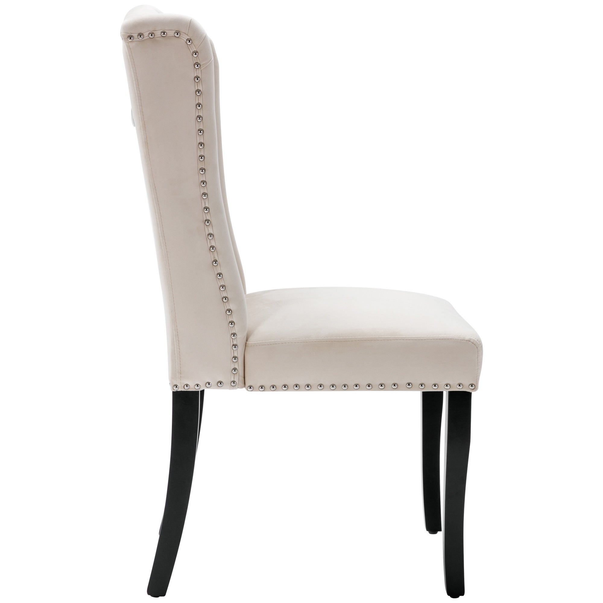 Logidon fluwelen eetkamerstoelen set van 6 beige met eiken poten