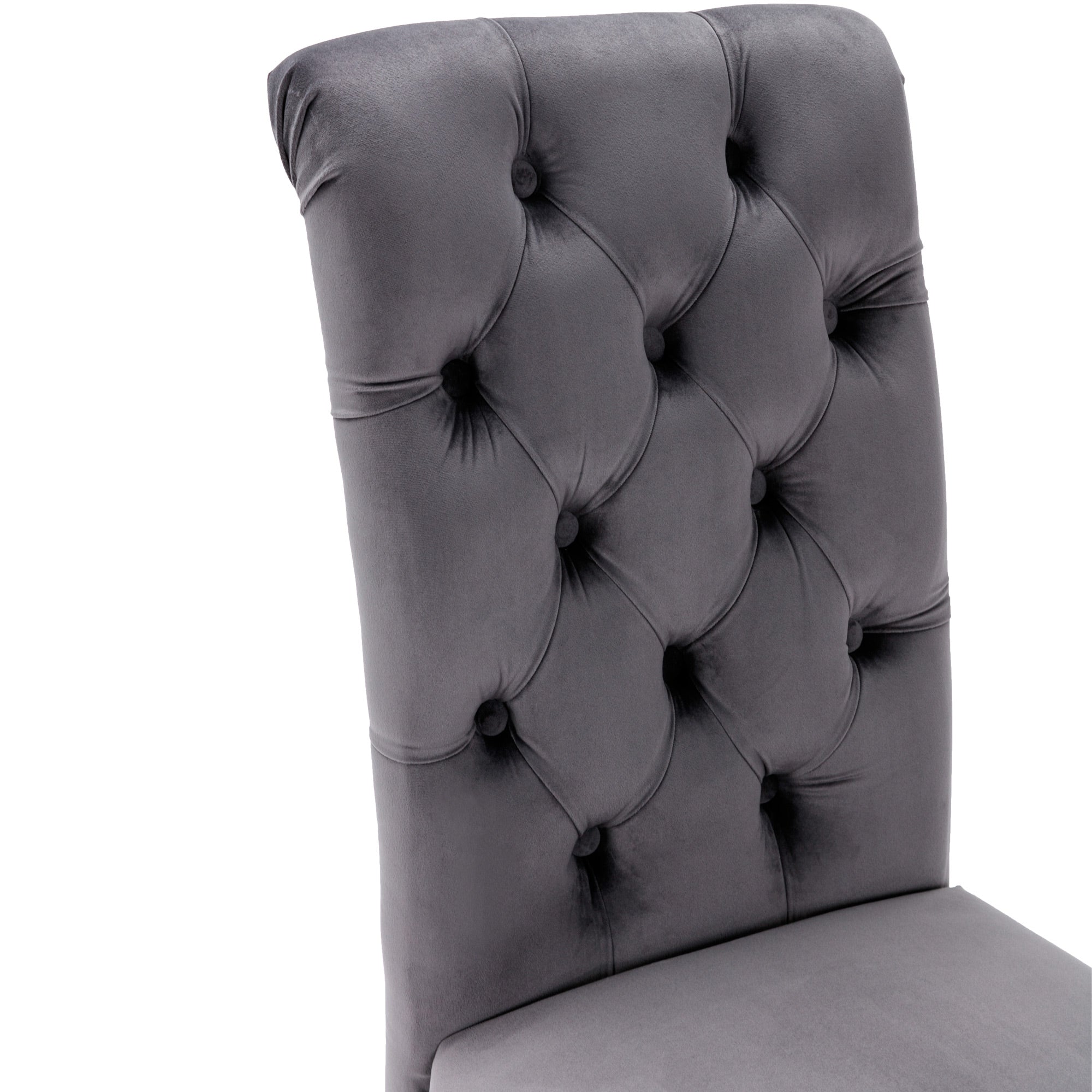 Logidon Velvet Dining Chairs Set of 2 Gray With Oak Legs