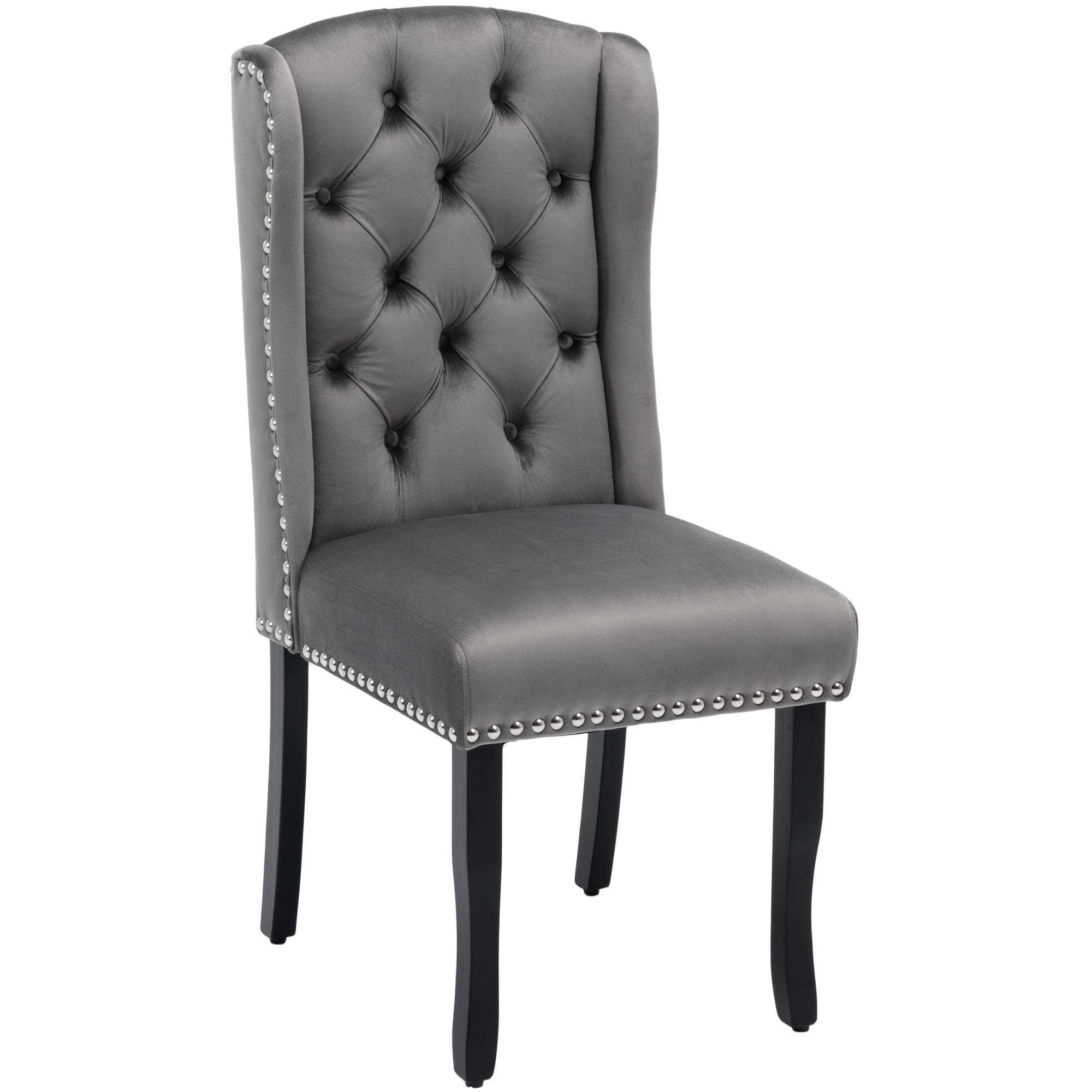 Logidon fluwelen eetkamerstoelen set van 2 grijze knoopversiering