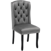 Logidon fluwelen eetkamerstoelen set 6 grijs met eikenhouten poten met knoopsluiting
