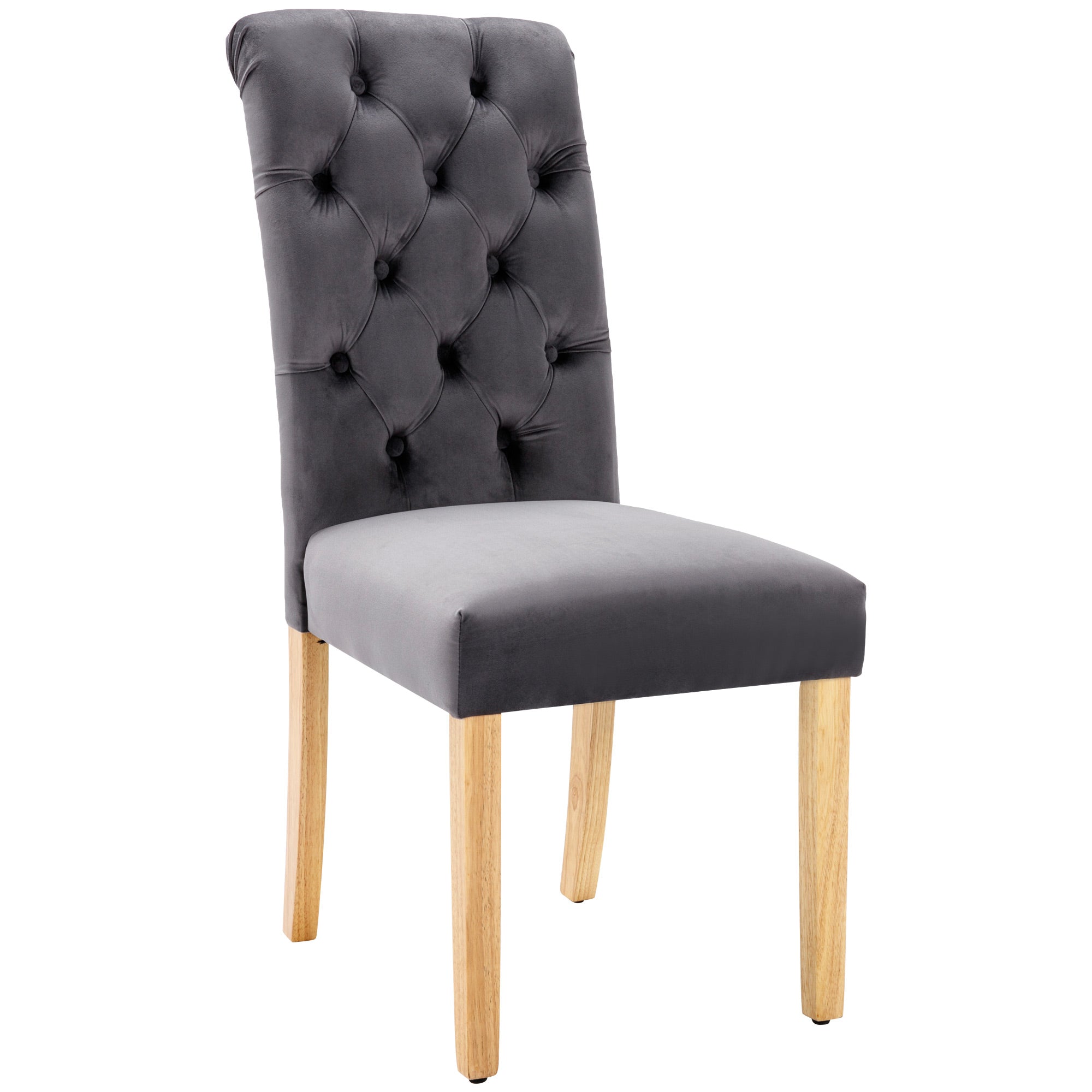 Logidon Velvet Dining Chairs Set of 4 Gray Oak Legs Button Chic