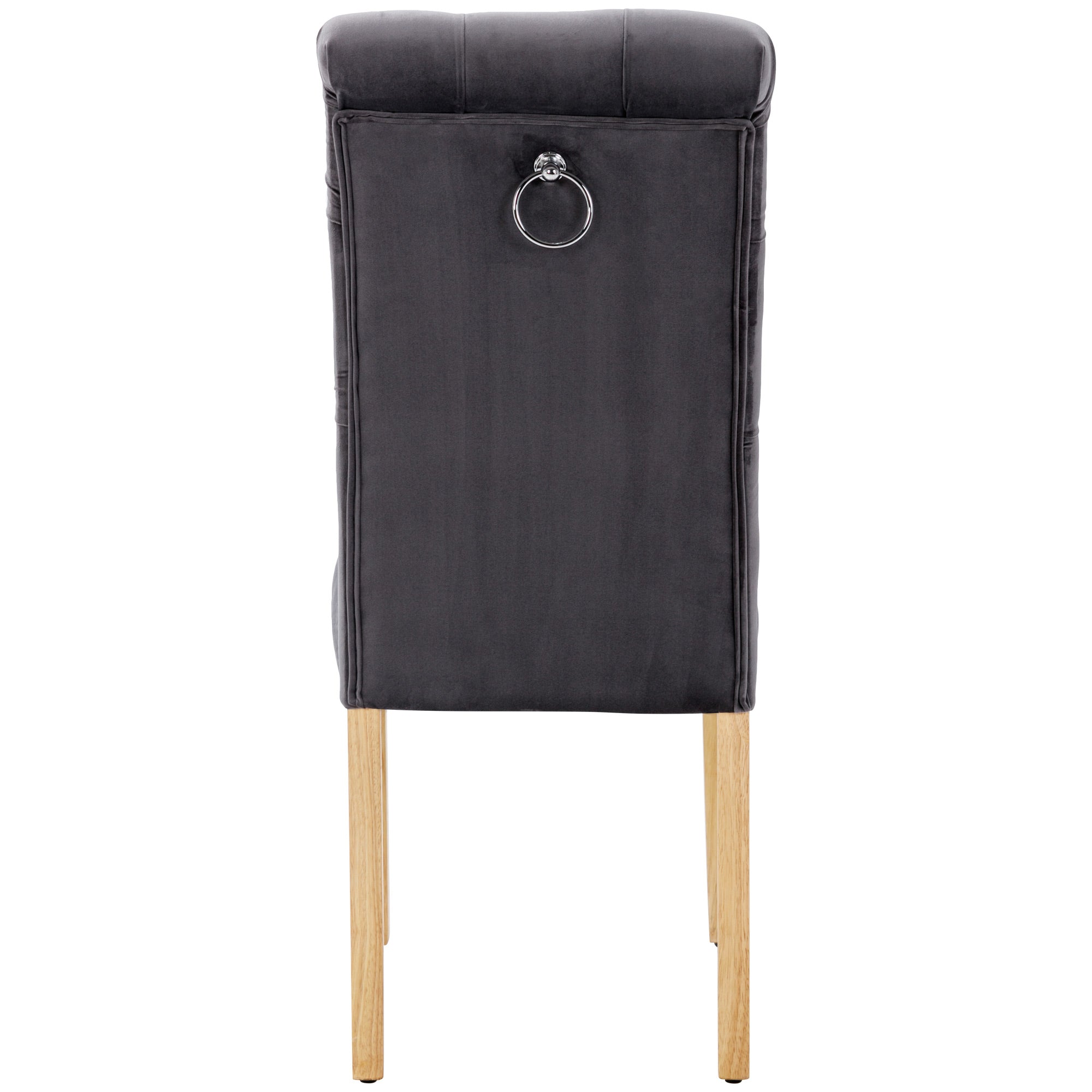 Logidon Velvet Dining Chairs Set of 2 Gray With Oak Legs