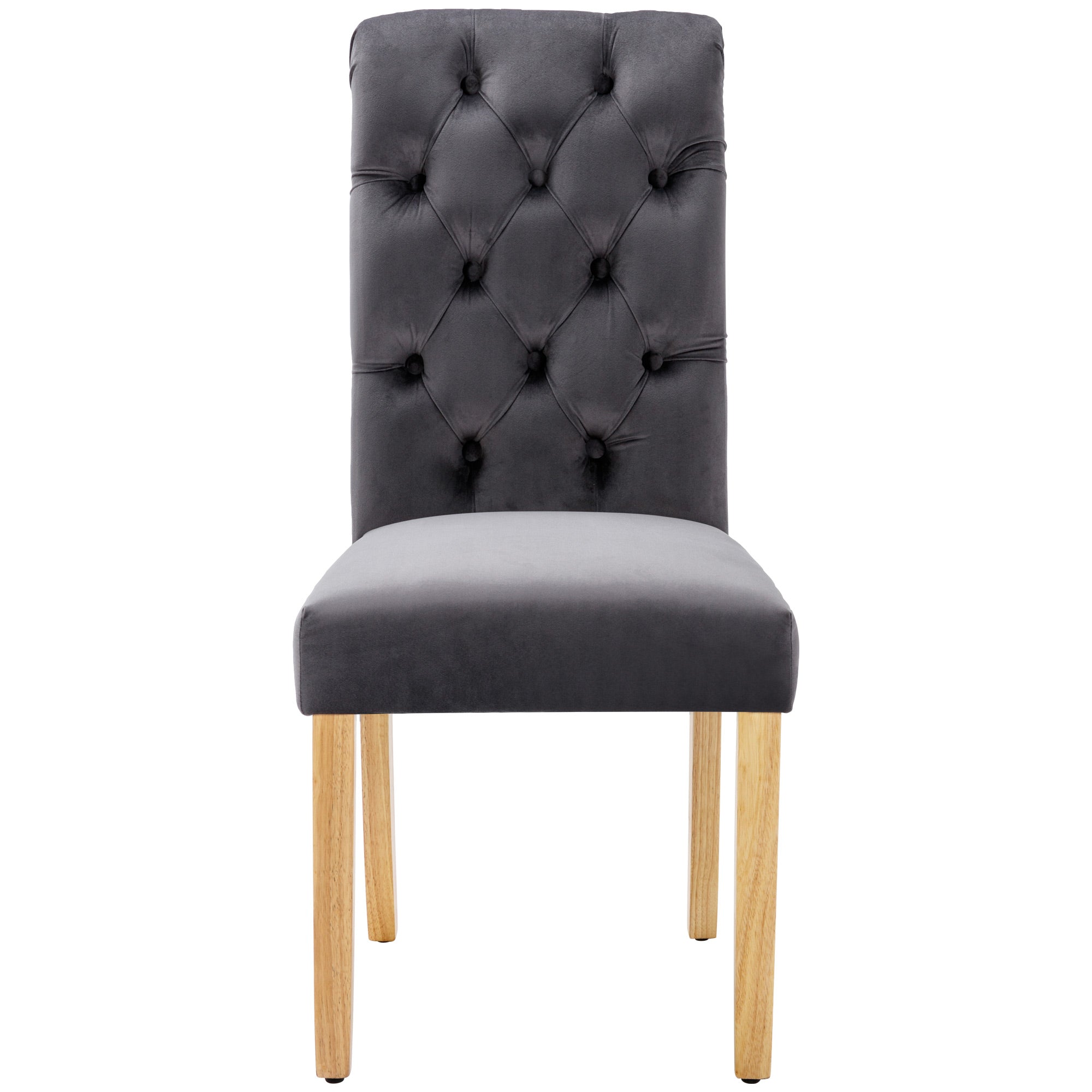 Logidon Velvet Dining Chairs Set of 4 Gray Oak Legs Button Chic