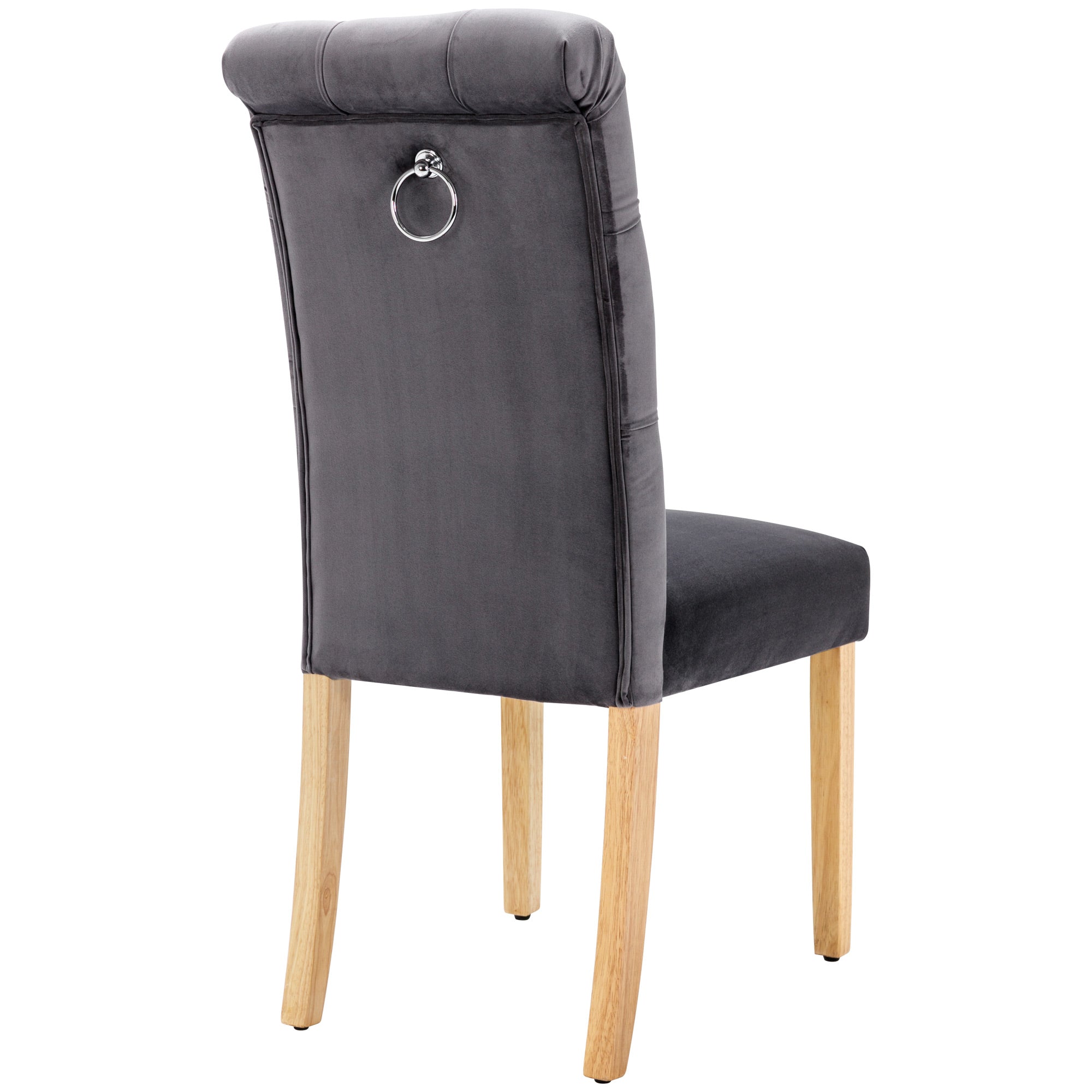 Logidon Velvet Dining Chairs Set of 4 Gray Oak Legs Button Chic