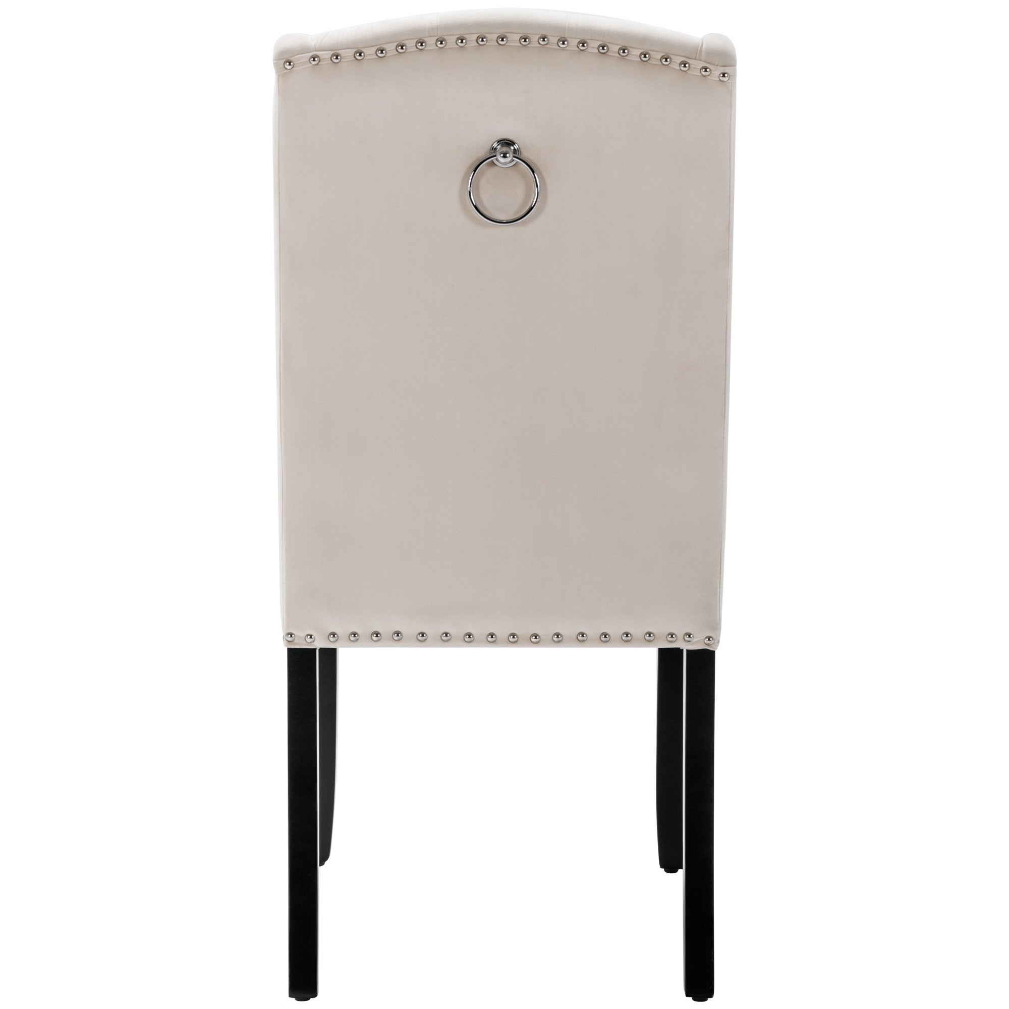 Logidon Velvet Dining Chairs Beige Set of 4 With Oak Legs
