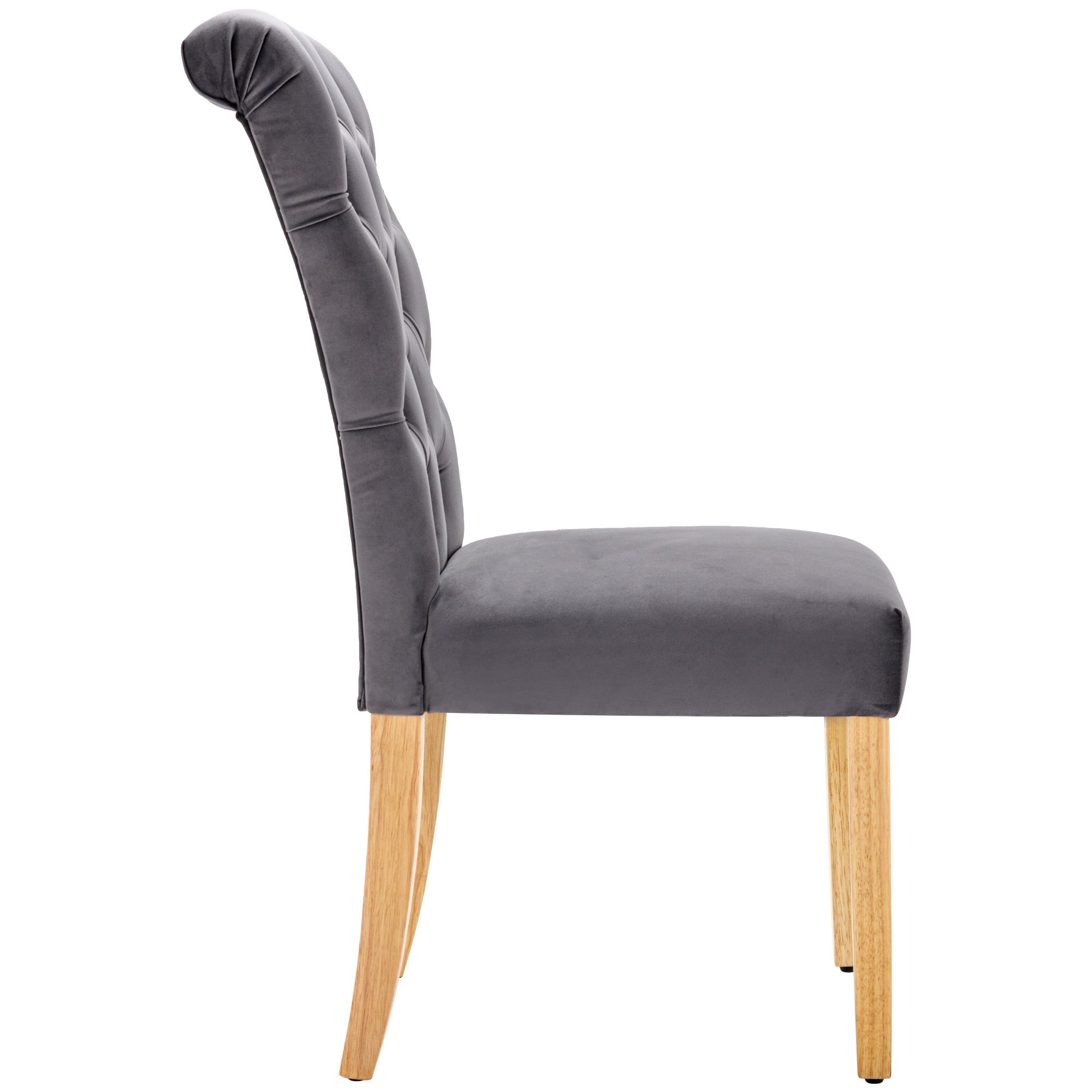 Logidon Velvet Dining Chairs Set of 2 Gray With Oak Legs
