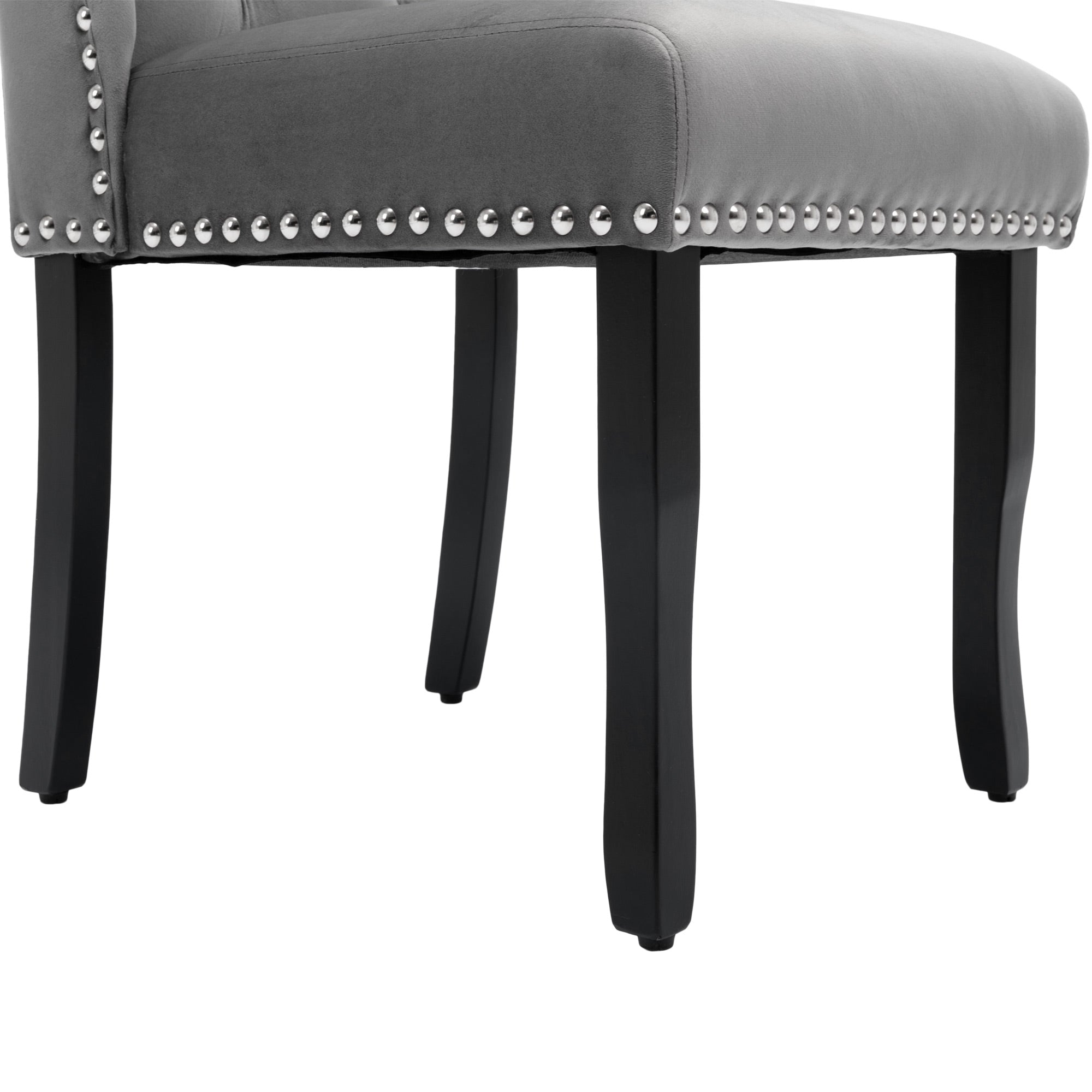 Logidon Velvet Dining Chairs Set of 4 Gray Oak Legs