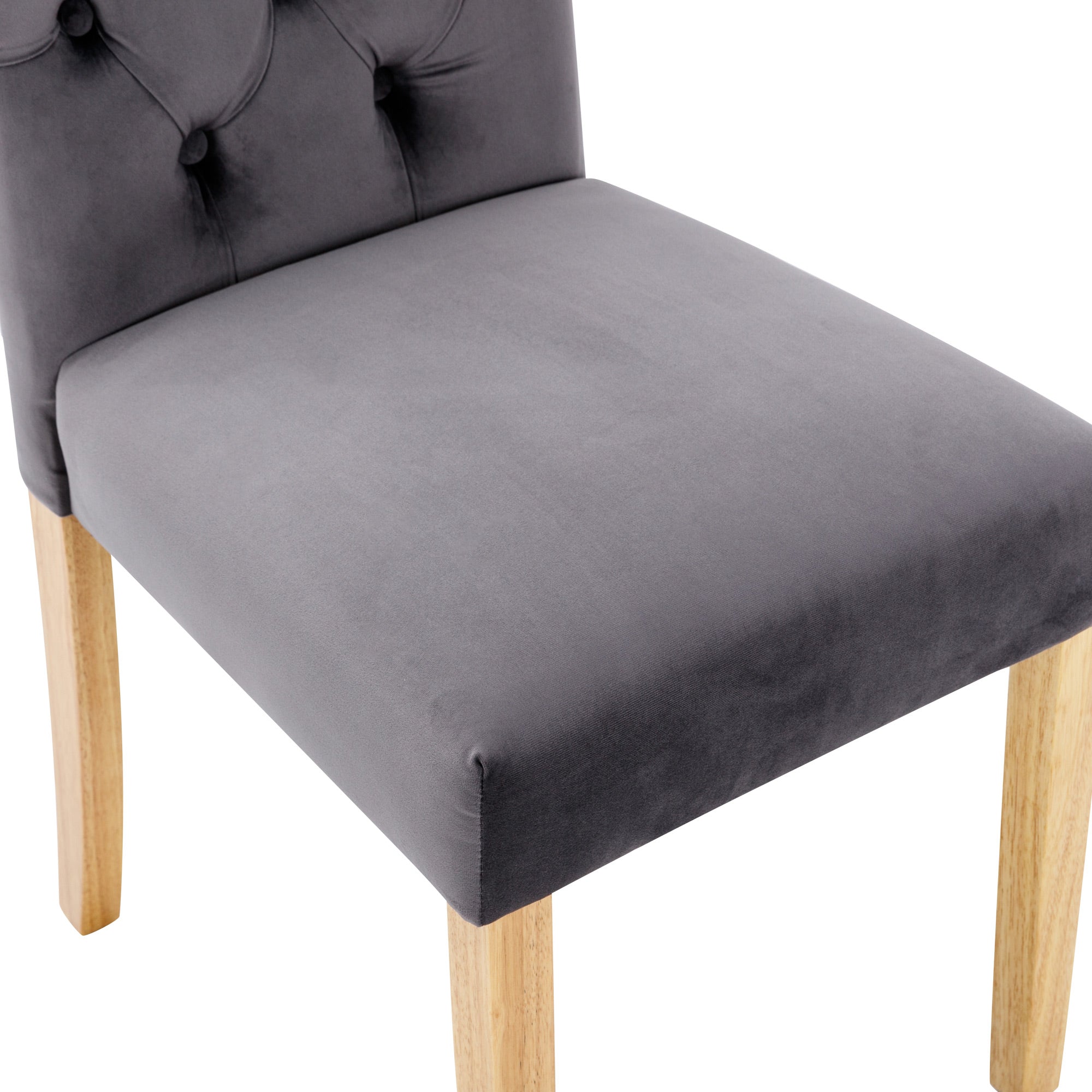 Logidon Velvet Dining Chairs Set of 4 Gray Oak Legs Button Chic