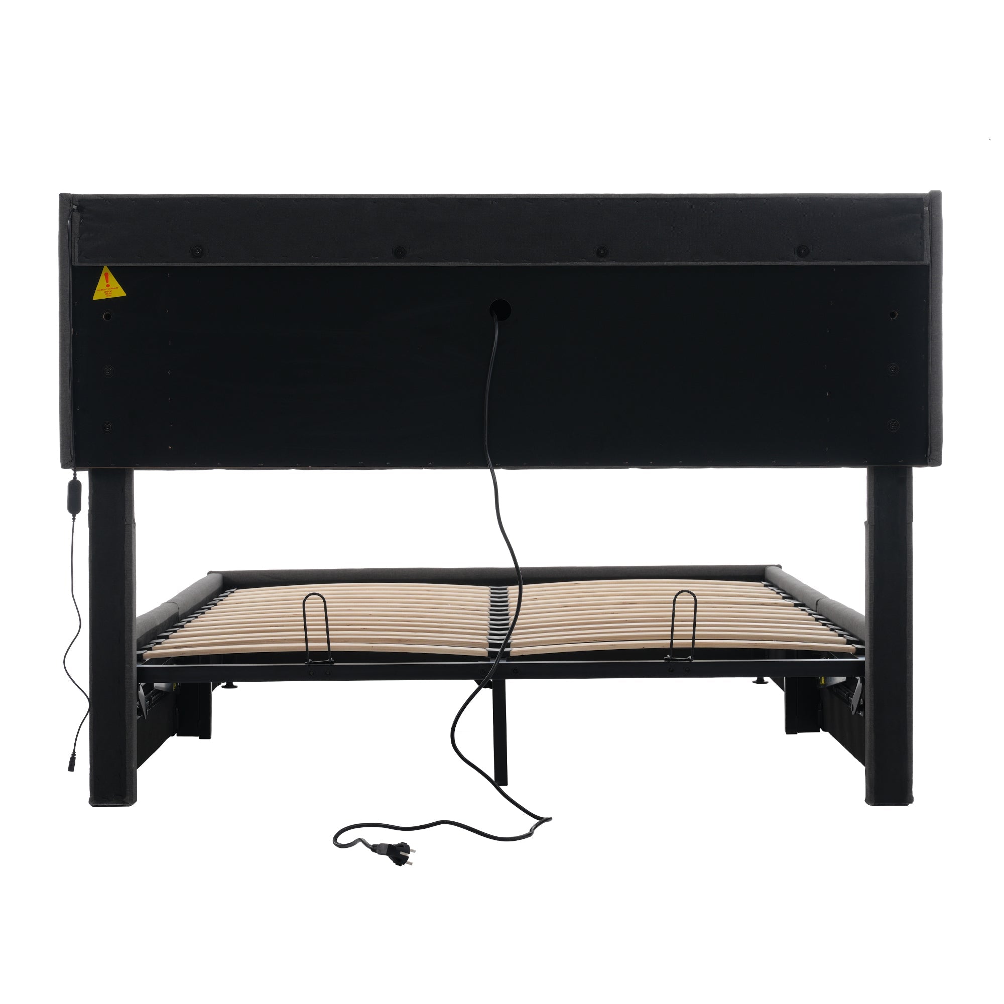 Logidon tweepersoonsbed 160x200 cm stof met opbergruimte USB LED grijs