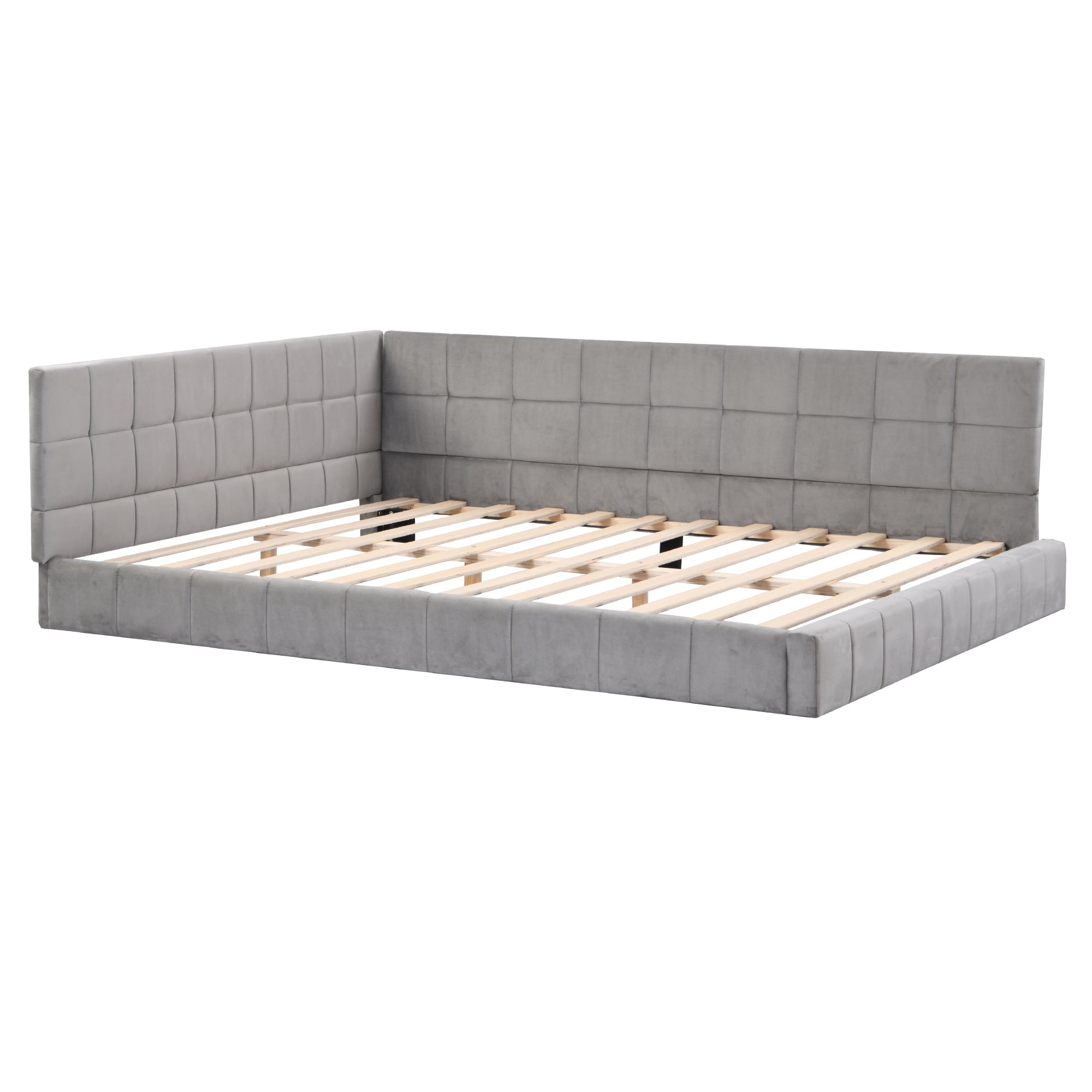 Logidon gestoffeerde slaapbank 140x200 grijs multifunctioneel bed