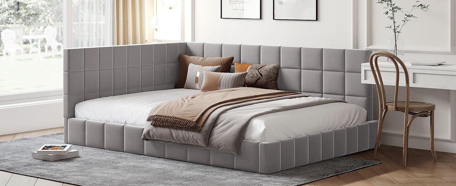 Logidon gestoffeerde slaapbank 140x200 grijs multifunctioneel bed