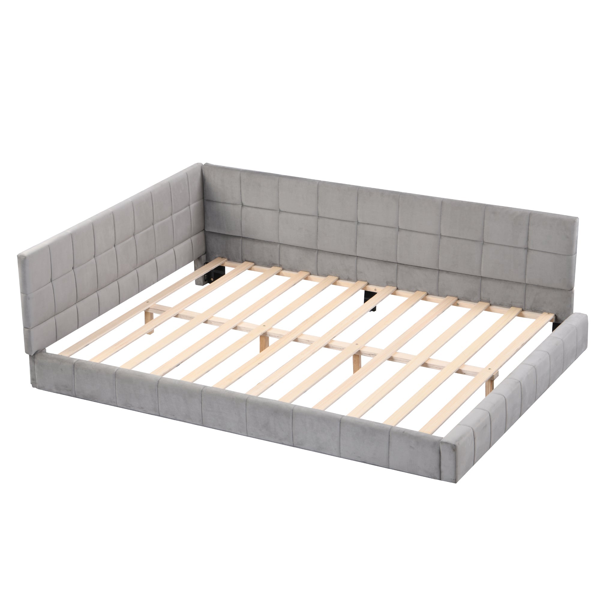 Logidon gestoffeerde slaapbank 140x200 grijs multifunctioneel bed