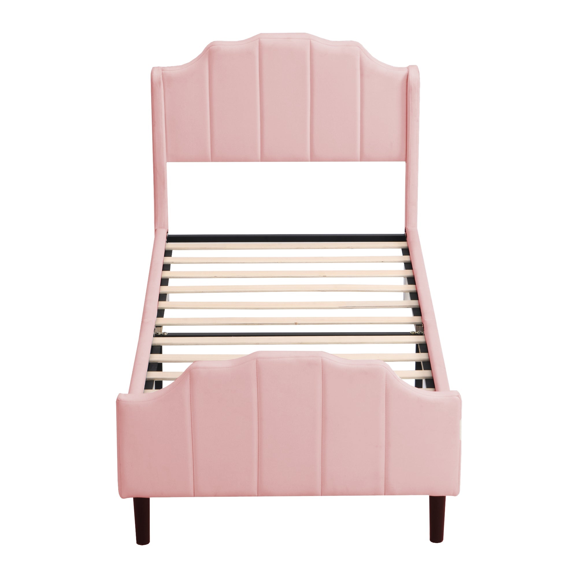 Logidon gestoffeerd bed 90x200 roze fluwelen kinderbed met lattenbodem hoofdeinde