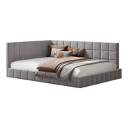 Logidon gestoffeerde slaapbank 140x200 grijs multifunctioneel bed