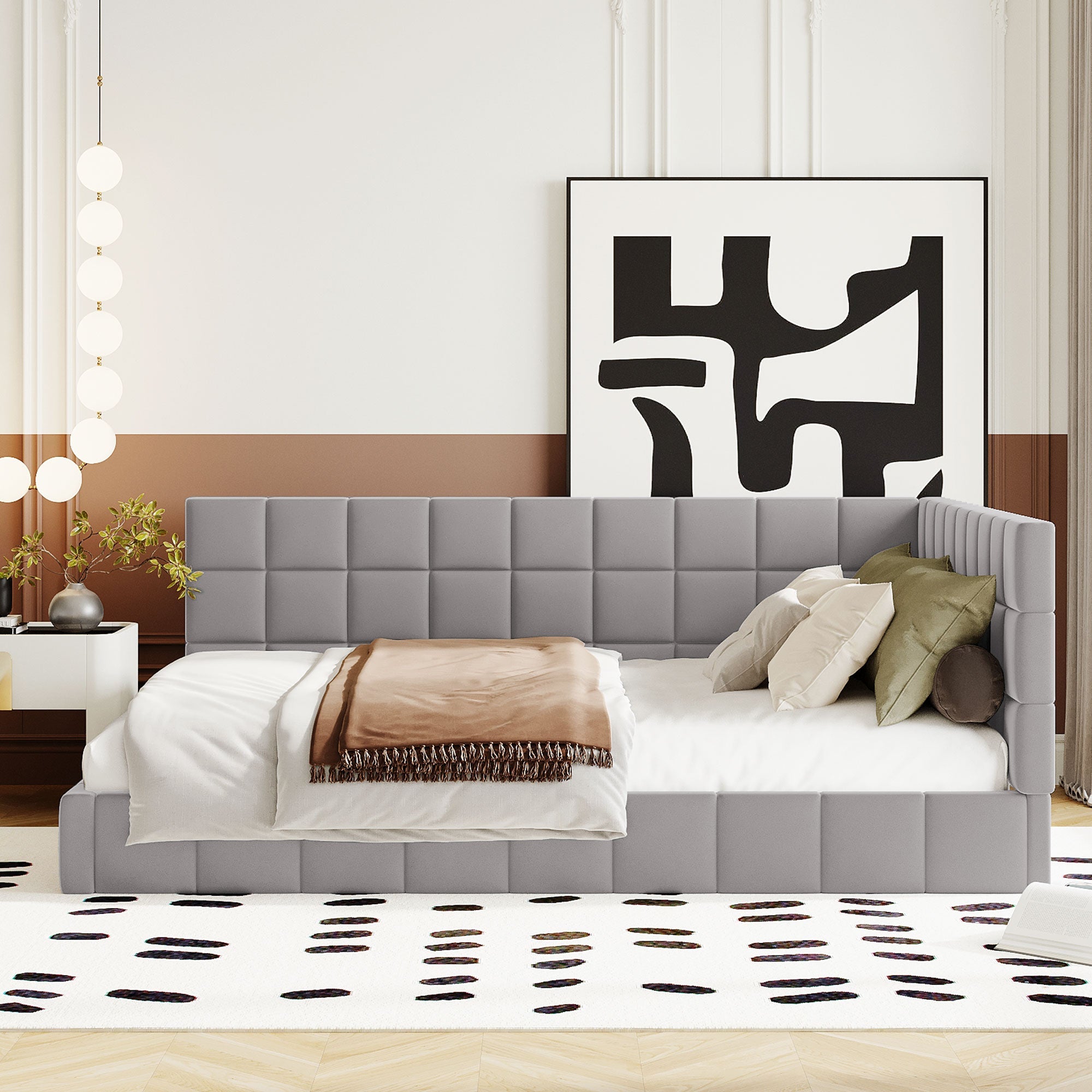 Logidon gestoffeerde slaapbank 140x200 grijs multifunctioneel bed