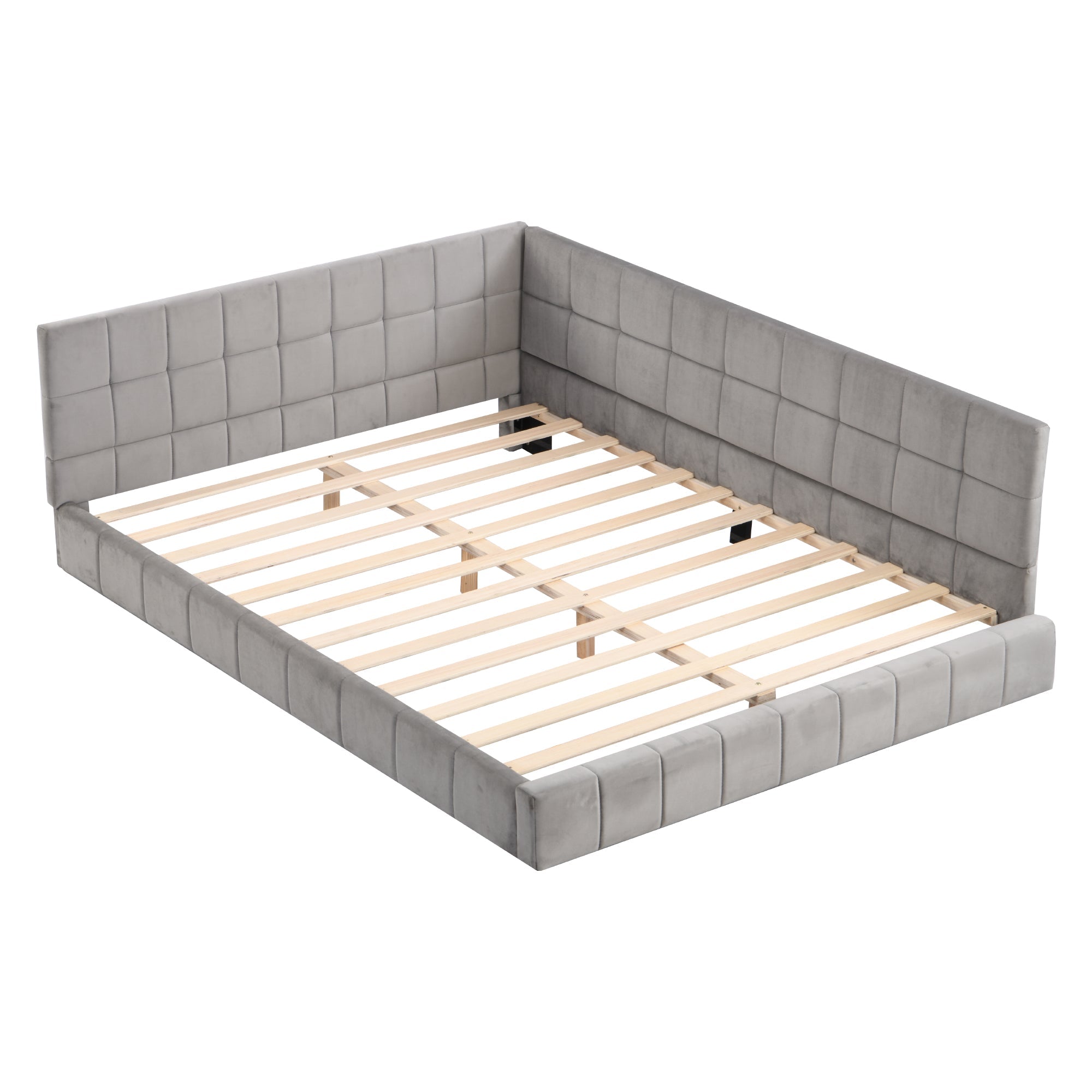 Logidon gestoffeerde slaapbank 140x200 grijs multifunctioneel bed
