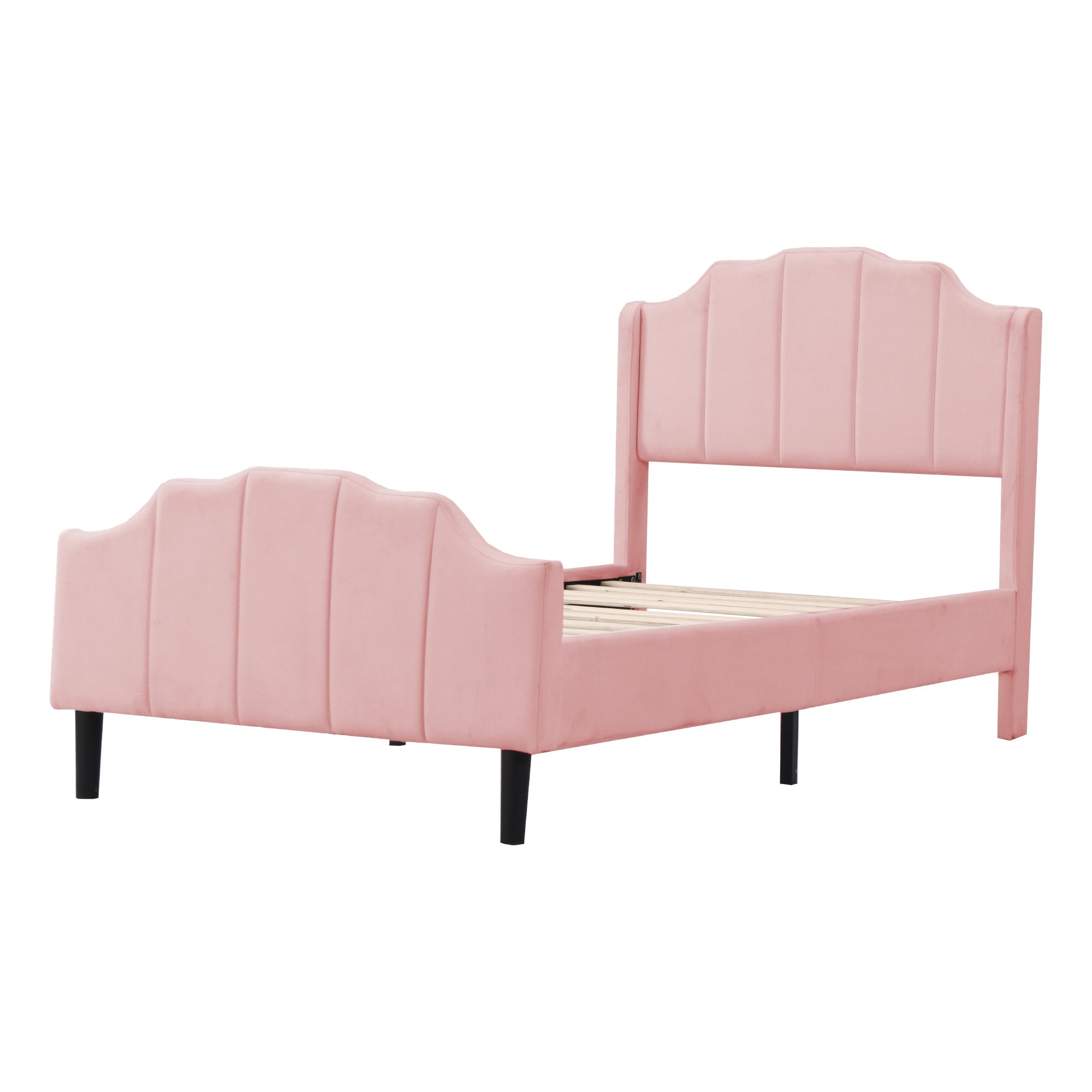 Logidon upholstered bed 90x200 pink velvet children's bed with headboard slatted frame
