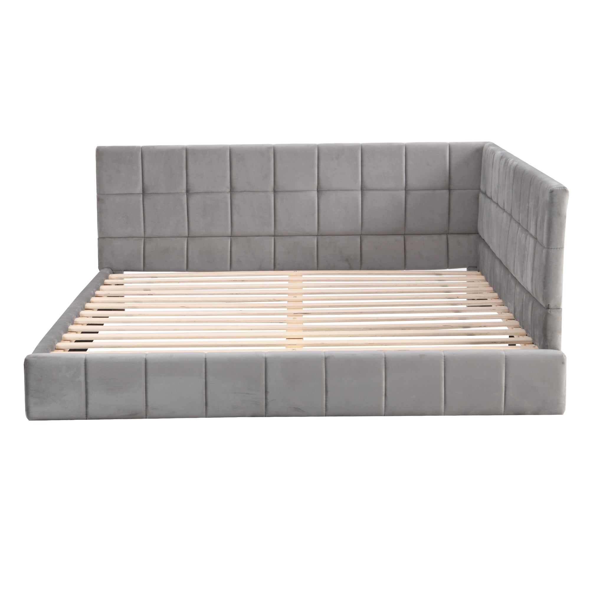 Logidon gestoffeerde slaapbank 140x200 grijs multifunctioneel bed