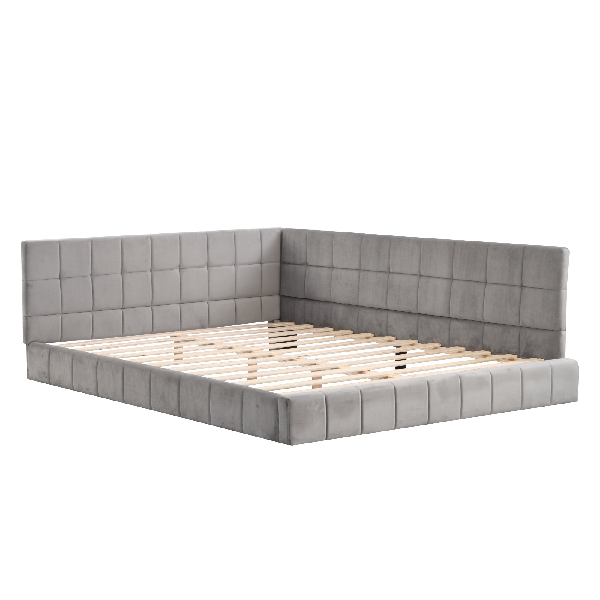 Logidon gestoffeerde slaapbank 140x200 grijs multifunctioneel bed