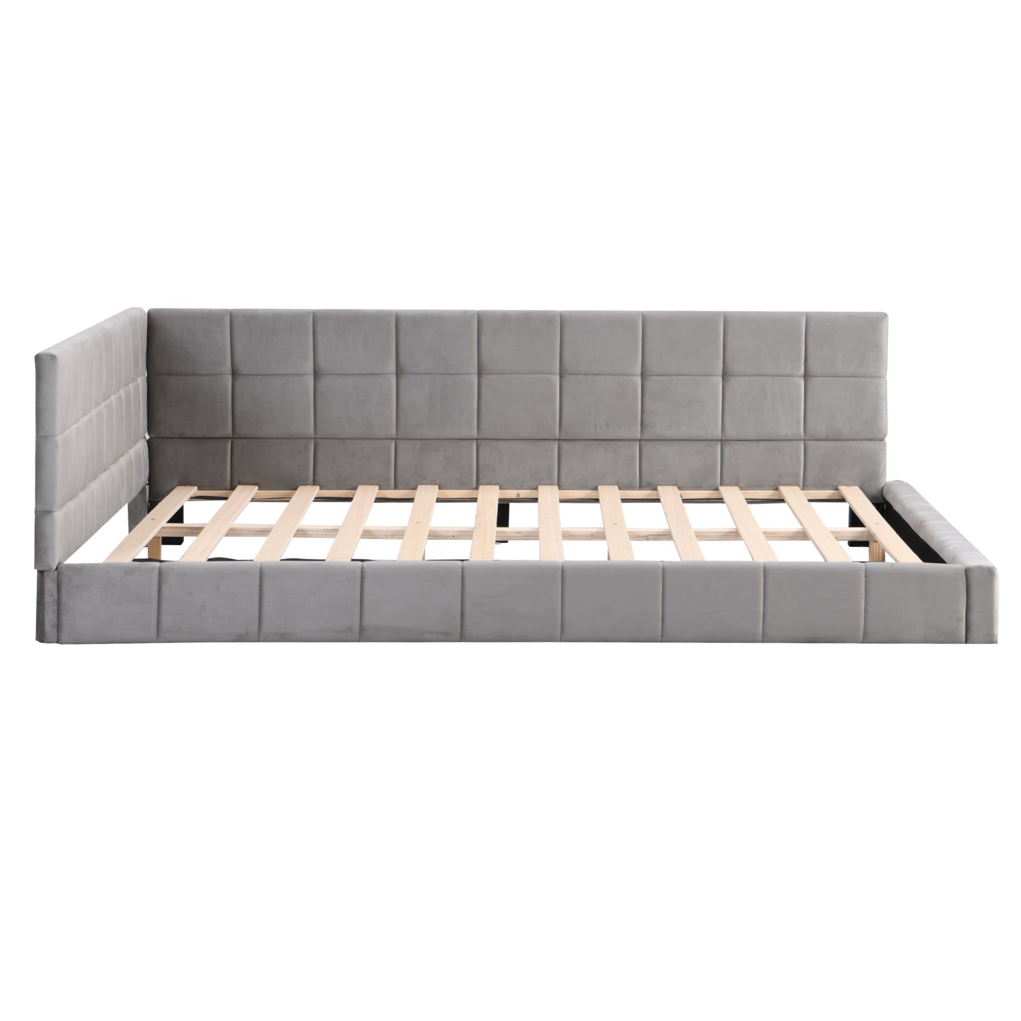 Logidon gestoffeerde slaapbank 140x200 grijs multifunctioneel bed