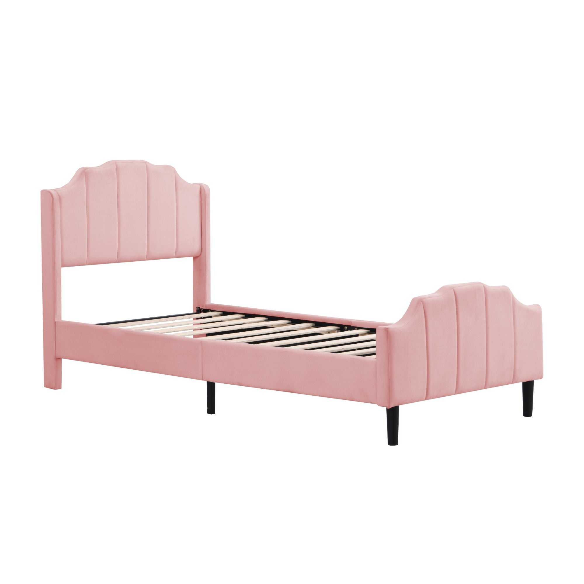 Logidon upholstered bed 90x200 pink velvet children's bed with headboard slatted frame
