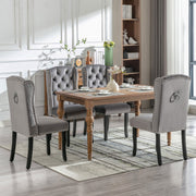 Logidon Velvet Dining Chairs Set of 4 Gray Oak Legs