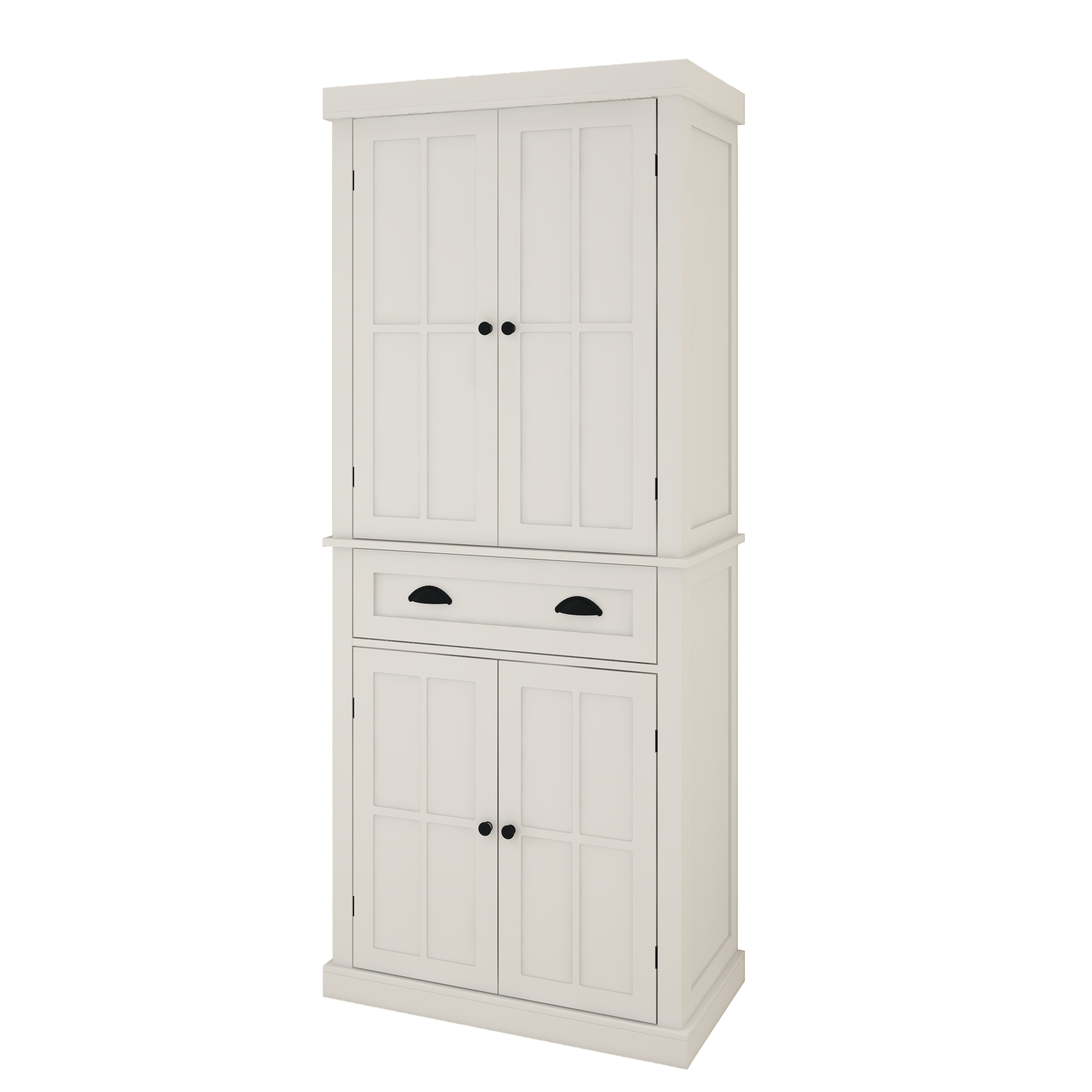 Logidon 71 inch keukenopbergdoos met 4 deuren en lade wit