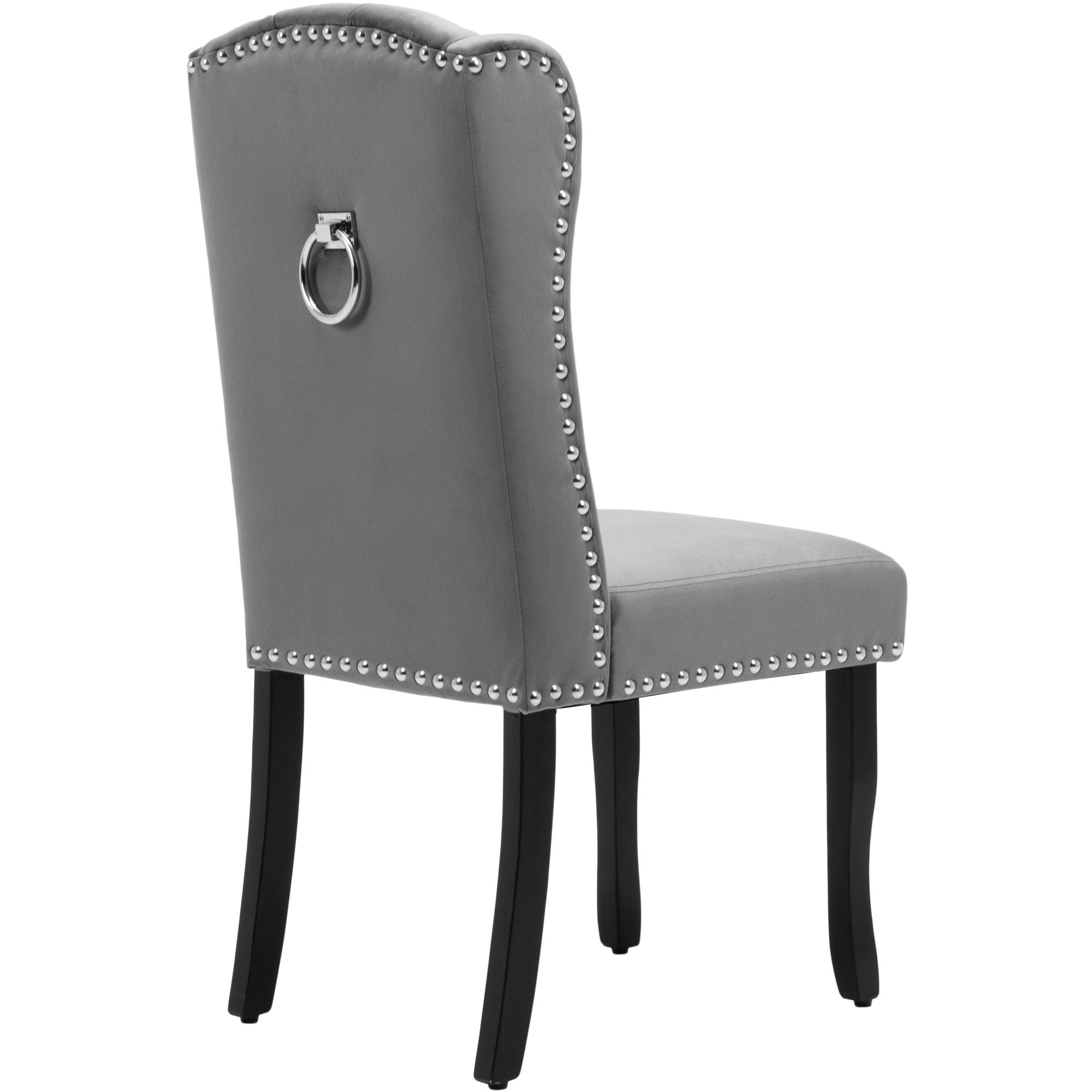 Logidon fluwelen eetkamerstoelen set van 2 grijze knoopversiering