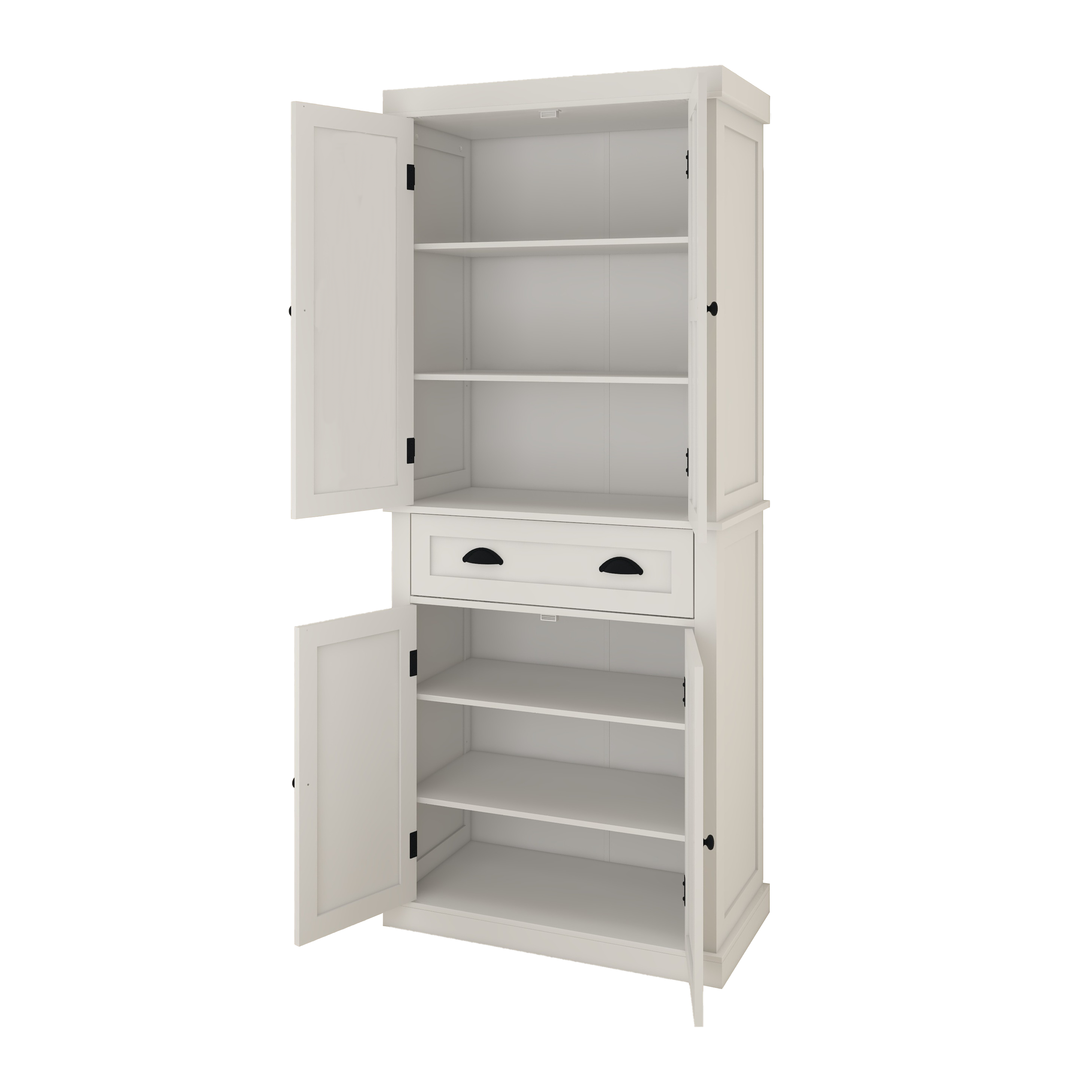 Logidon 71 inch keukenopbergdoos met 4 deuren en lade wit