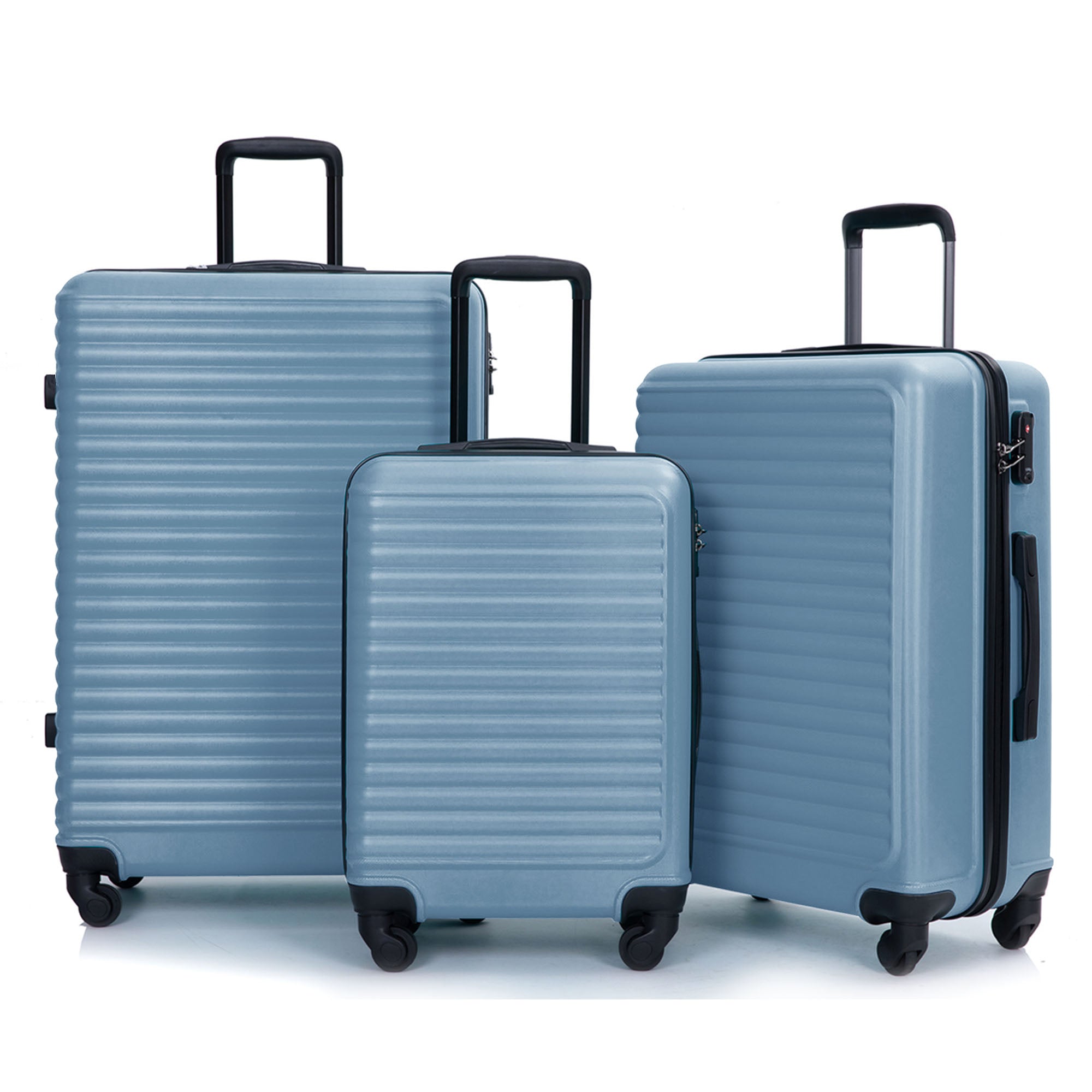 Logidon kofferset harde schaal blauw 4 wielen TSA douaneslot handbagage