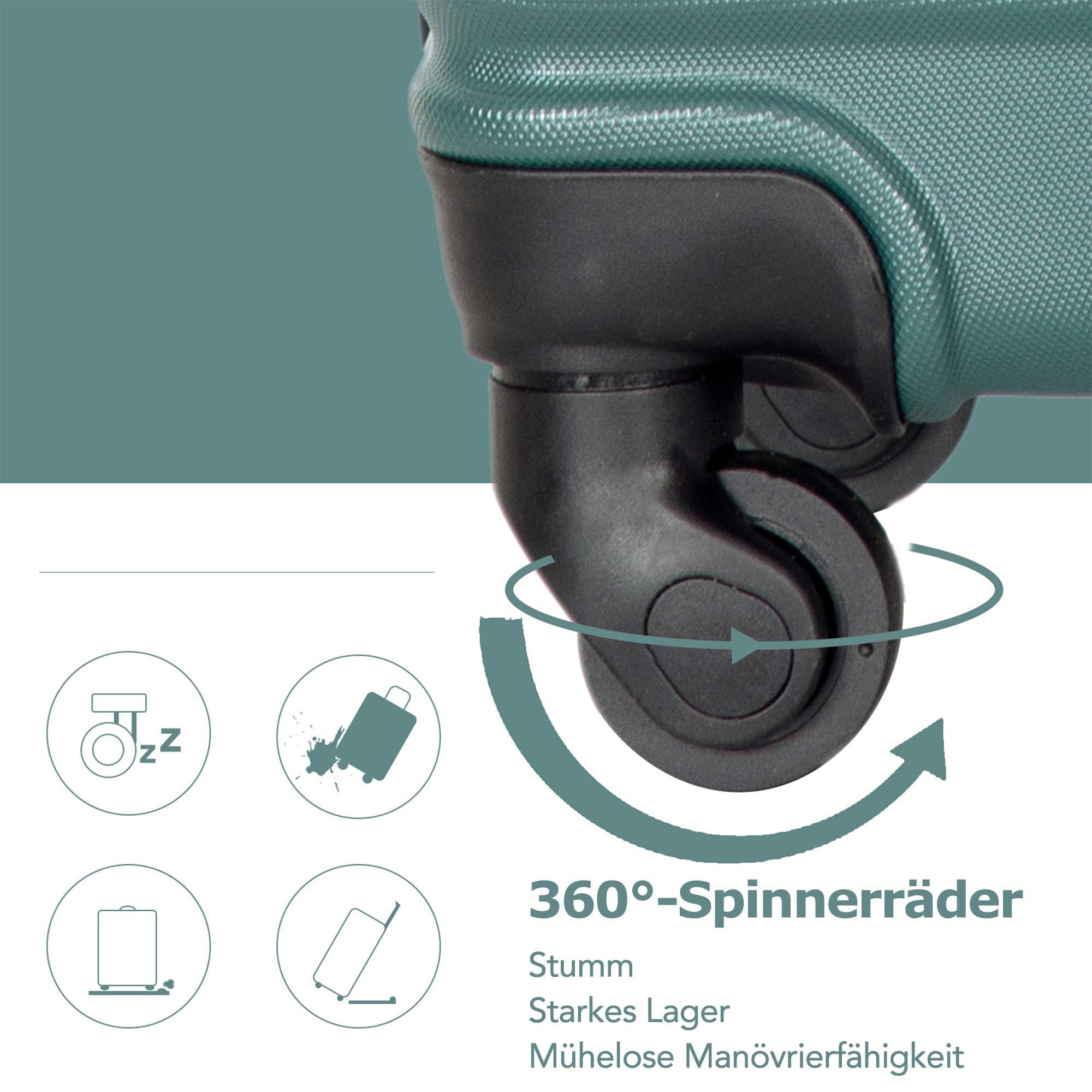 Logidon hardcase donkergroen 78x52x30 cm, 4 wielen, TSA