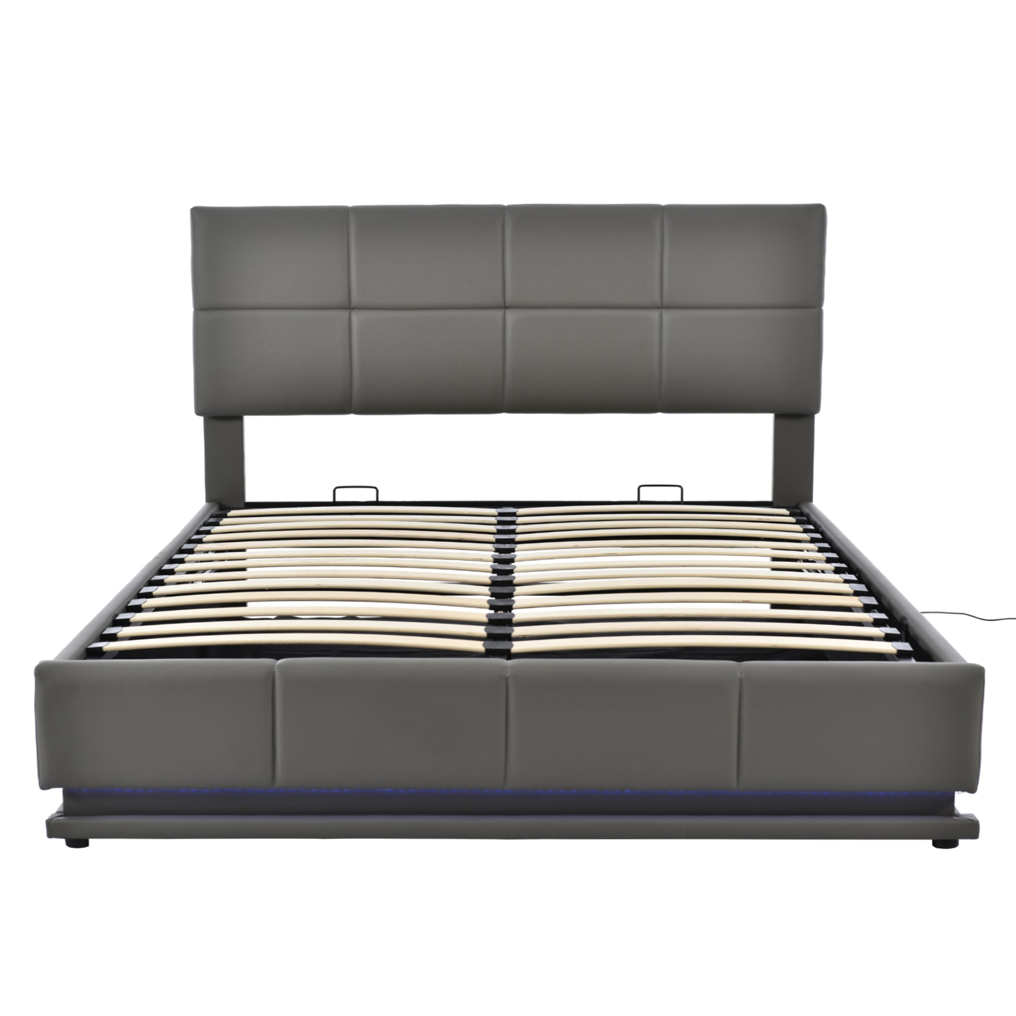 Logidon gestoffeerd bed 160x200 cm met LED, verstelbaar hoofdbord, grijs