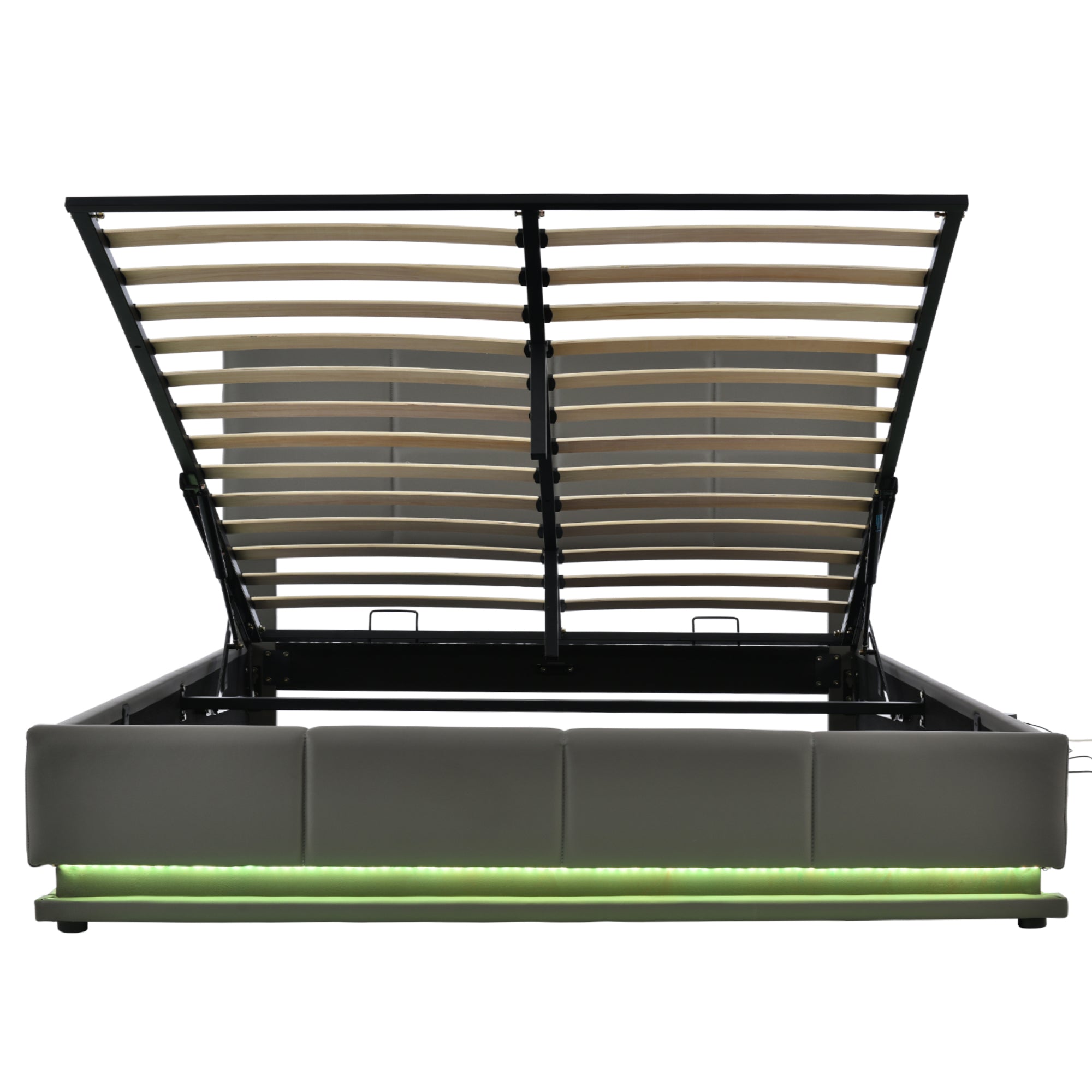 Logidon gestoffeerd bed 160x200 cm met LED, verstelbaar hoofdbord, grijs