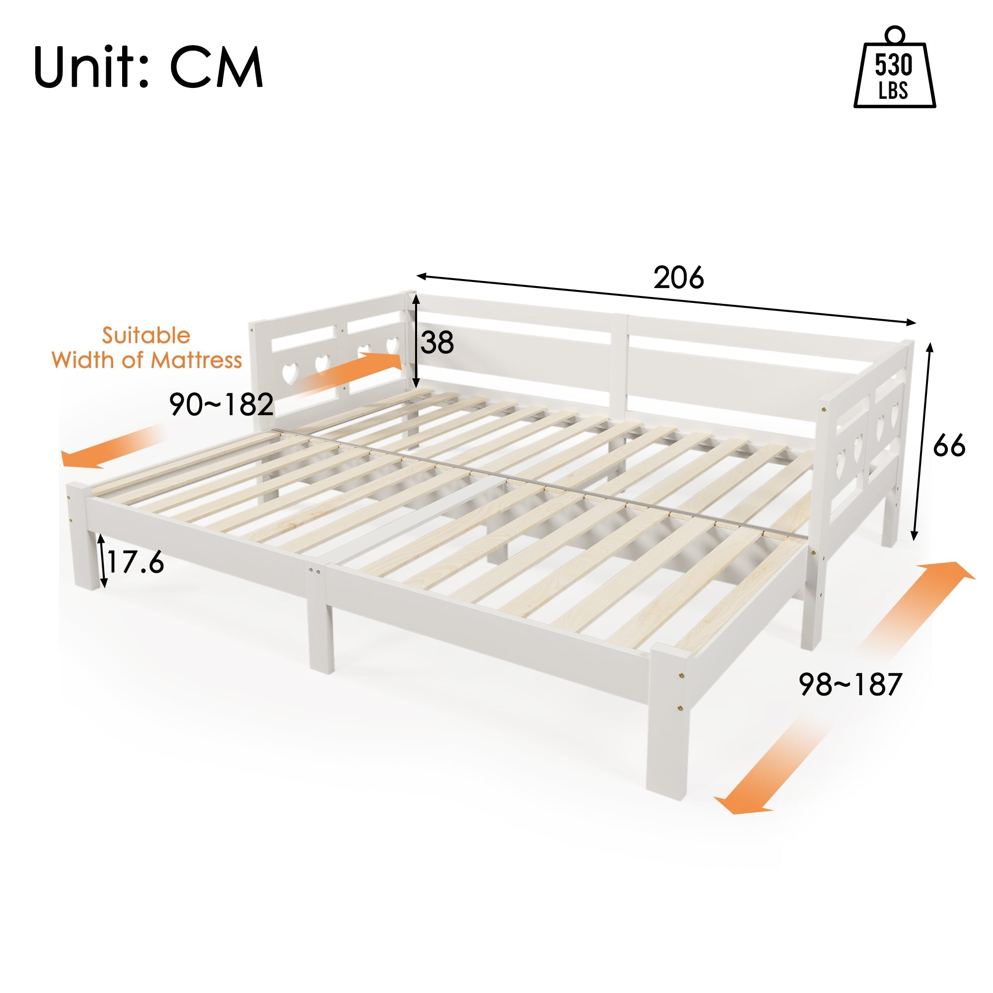 Logidon eenpersoonsbed 90x200 wit uitschuifbaar naar 180x200