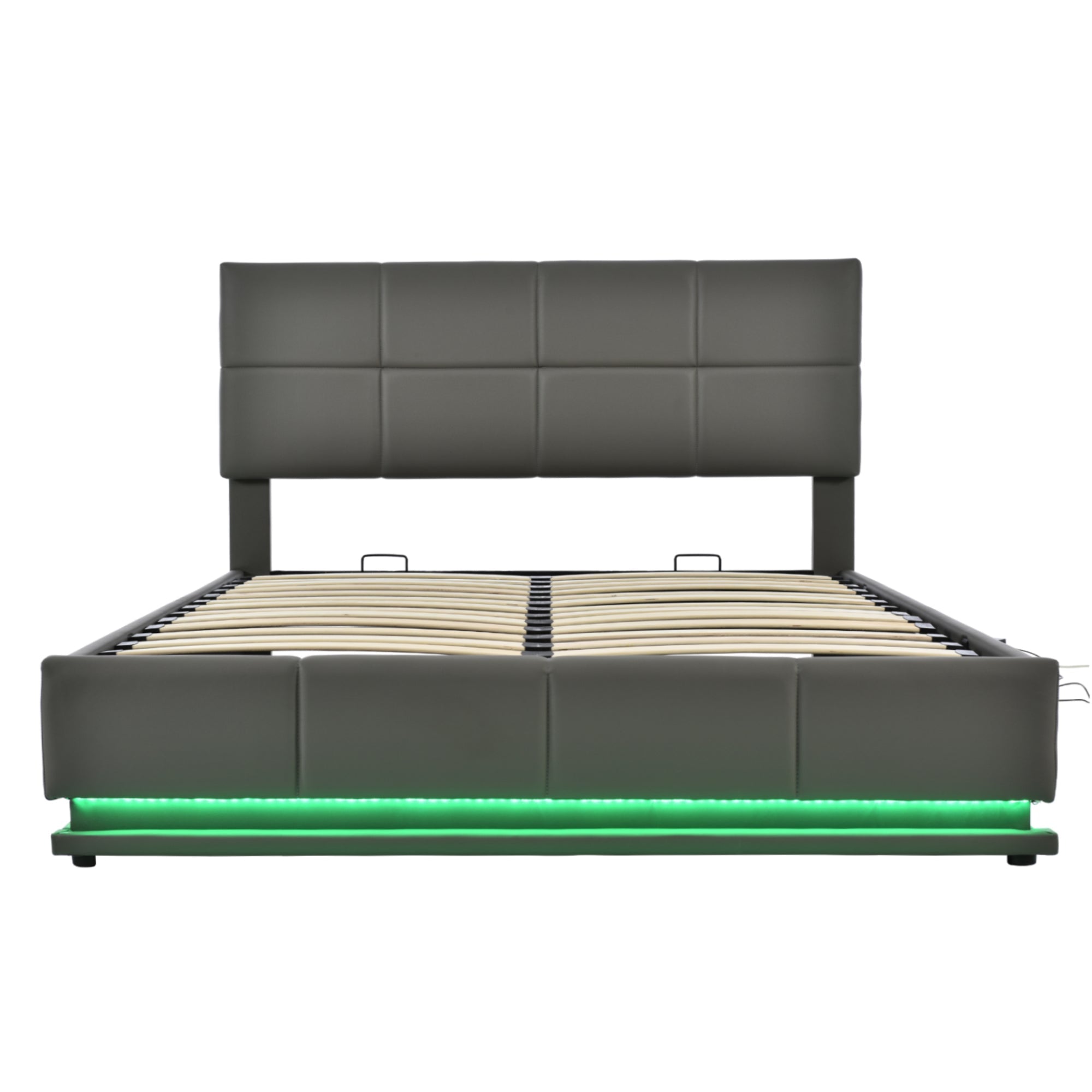 Logidon gestoffeerd bed 160x200 cm met LED, verstelbaar hoofdbord, grijs