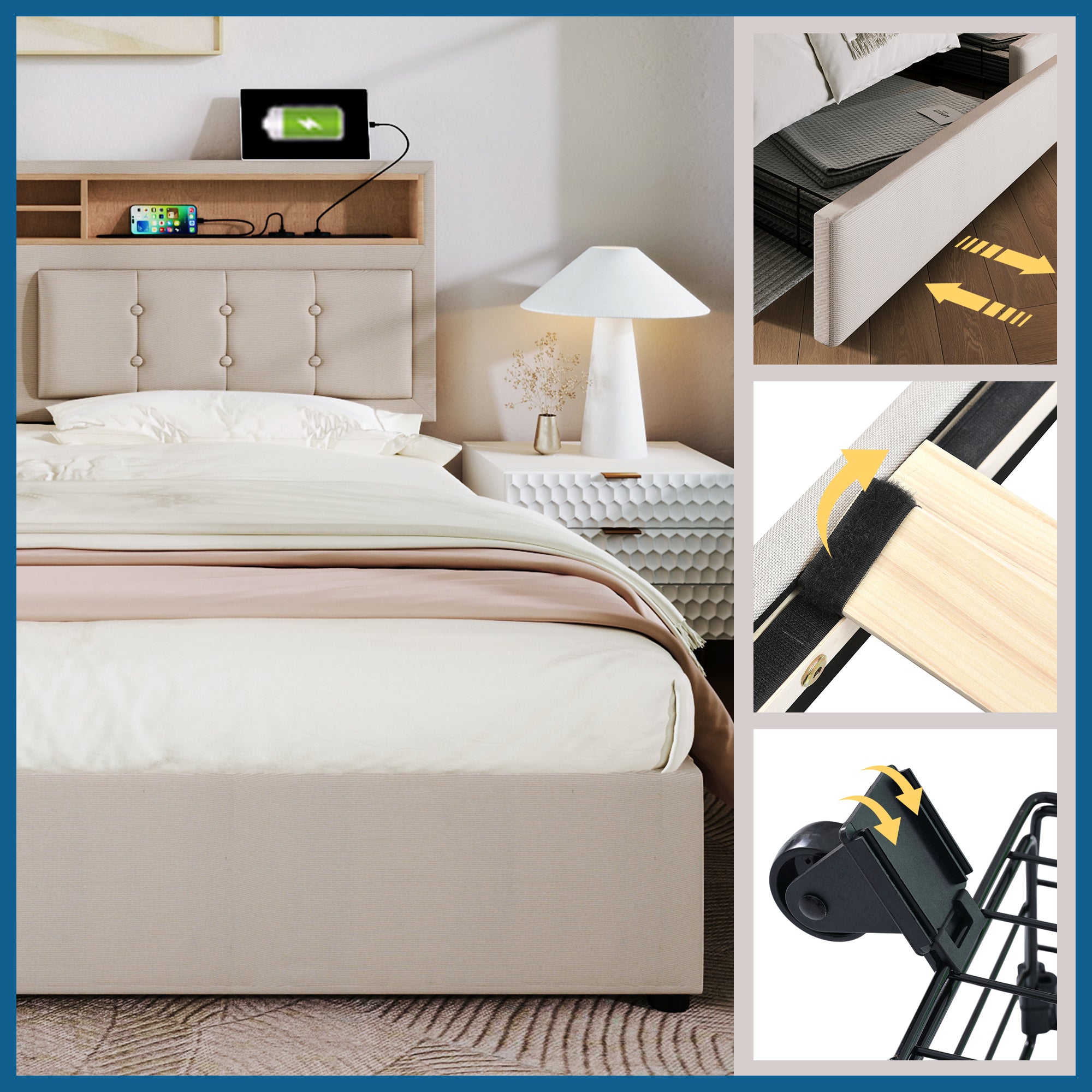 Logidon tweepersoonsbed 160x200 met 4 laden USB C hoofdbord verstelbaar